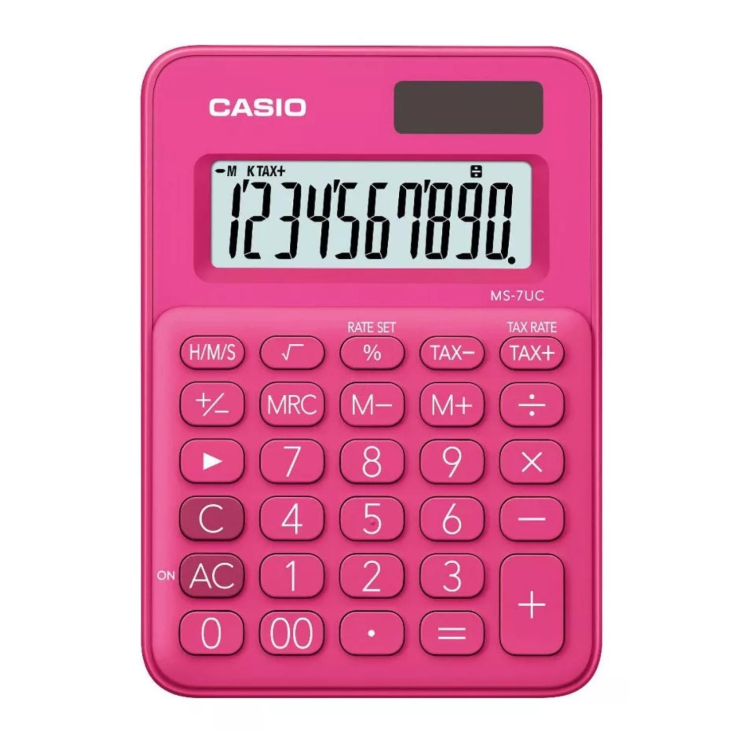 CALCULADORA DE ESCRITORIO CASIO MS-7UC 12 DIGITOS ROSADO - 1
