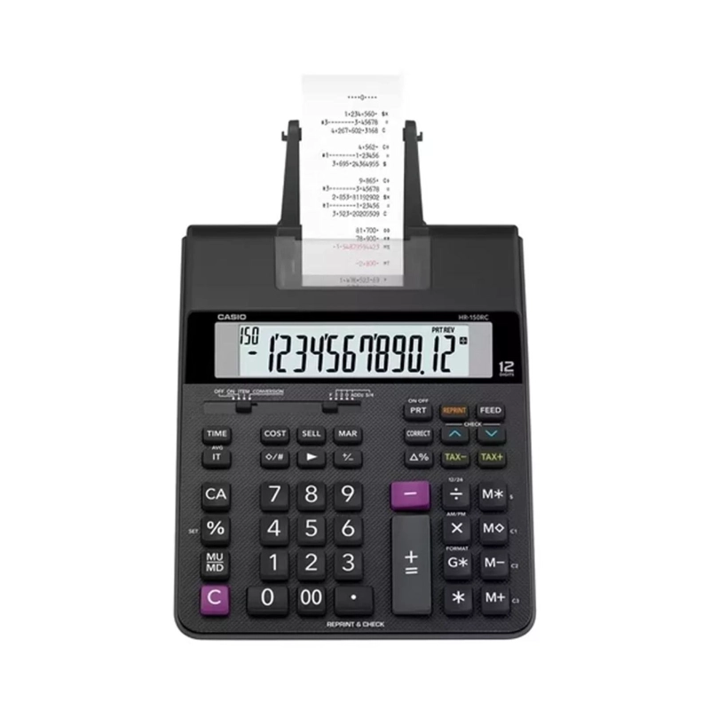 CALCULADORA DE IMPRESIÓN CASIO HR-8RC-WE 10 FUNCIONES NEGRO - 1