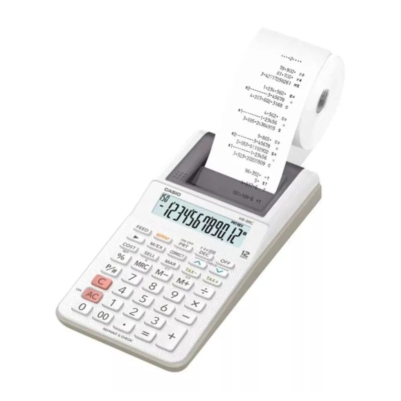 CALCULADORA DE IMPRESIÓN CASIO HR-8RC-WE 10 FUNCIONES NEGRO - 2