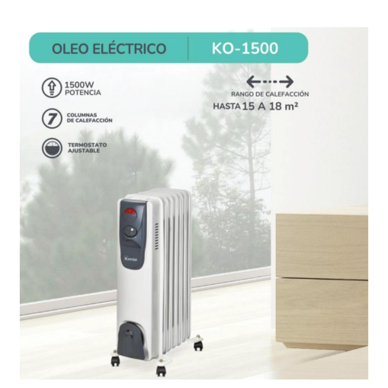 ESTUFA CALEFACTOR OLEOELECTRICA 1500W 3 NIV KO-1500 KENDAL - 6