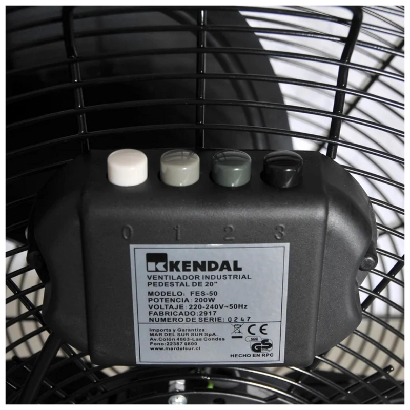 VENTILADOR KENDAL INDUSTRIAL DE PIE 20 PULGADAS 200W NEGRO FES-50 - 4