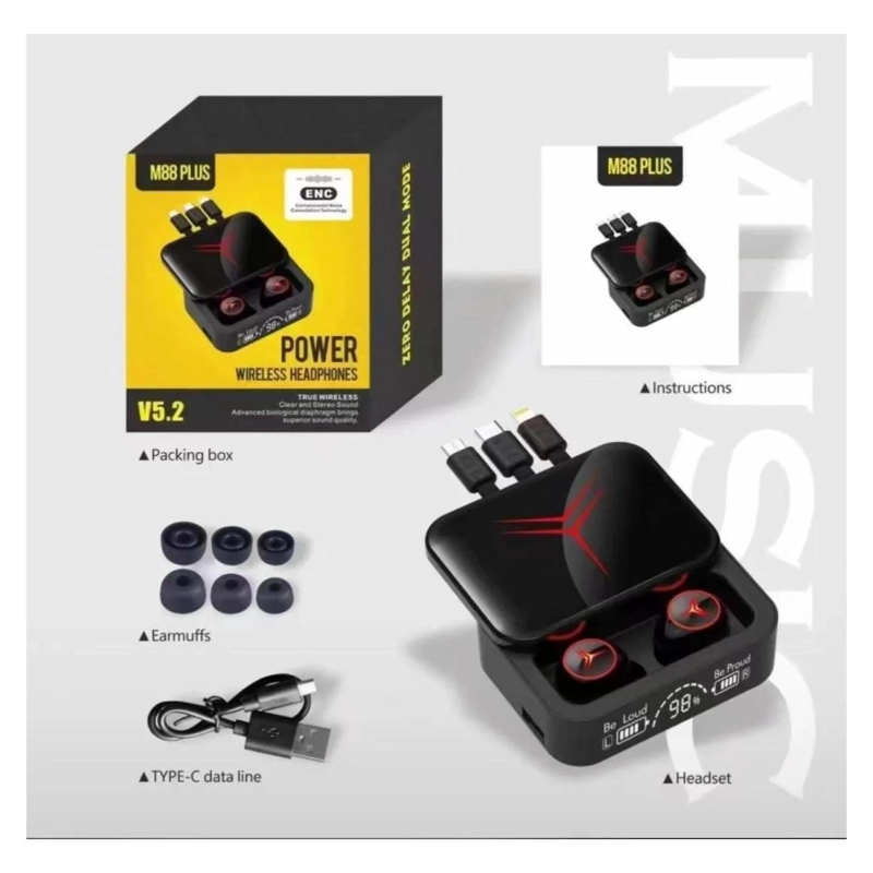 AUDÍFONOS TOTALUPGRATE IN EAR TRUE WIRELESS MANOS LIBRES RECARGABLES LED BLUETOOTH NEGRO - 2
