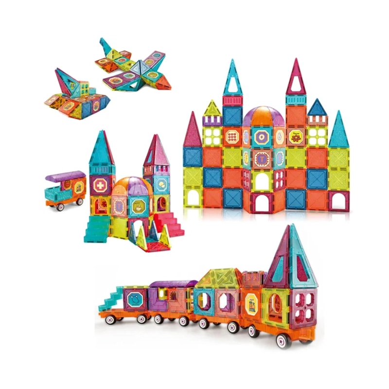 JUGUETE CONSTRUCCION CASTILLO BLOQUES MAGNETICOS 77 PIEZAS COLORES - 1