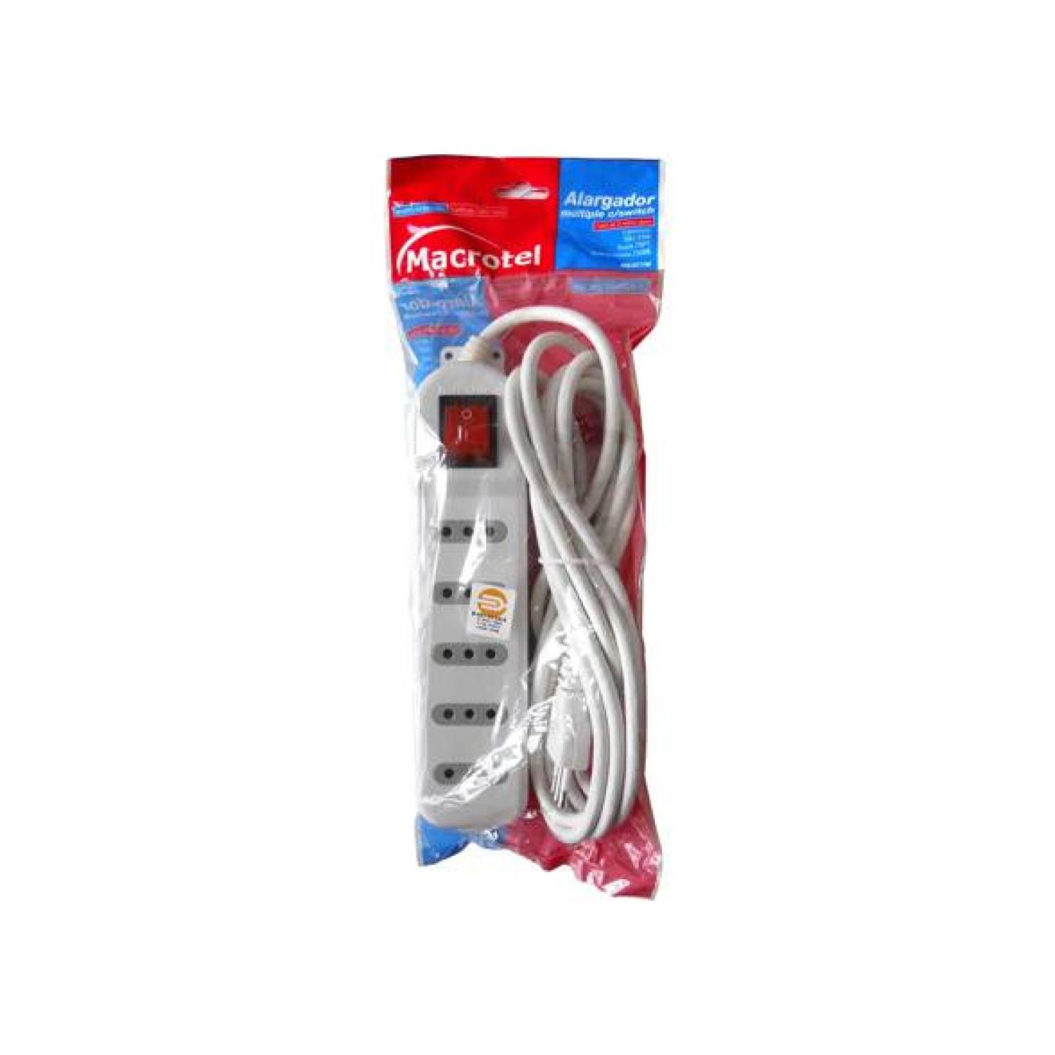ZAPATILLA ALARGADOR MACROTEL 5 MT 5 ENTRADAS BLANCO - 2