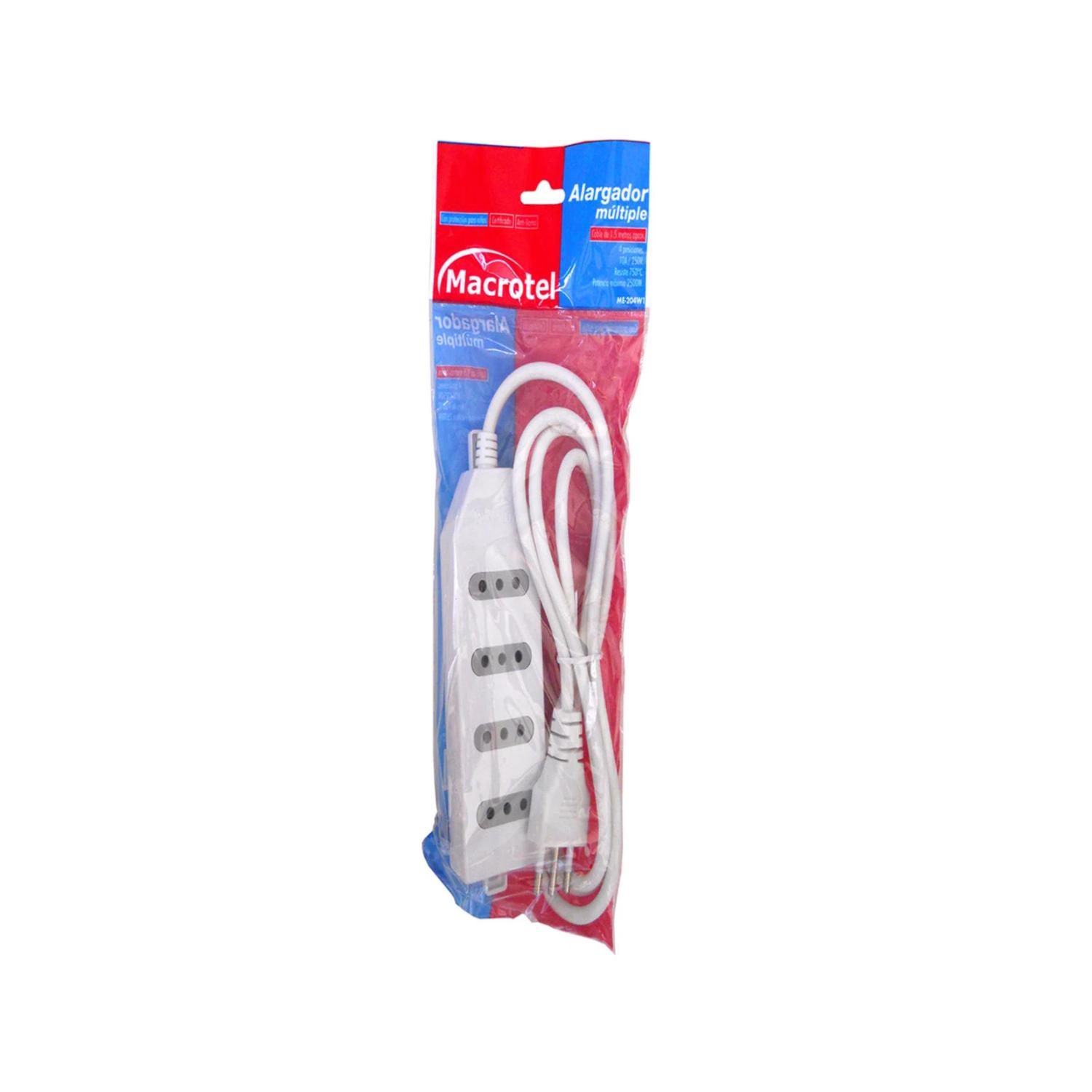 ZAPATILLA ALARGADOR MACROTEL 3 MT 4 ENTRADAS BLANCO - 2