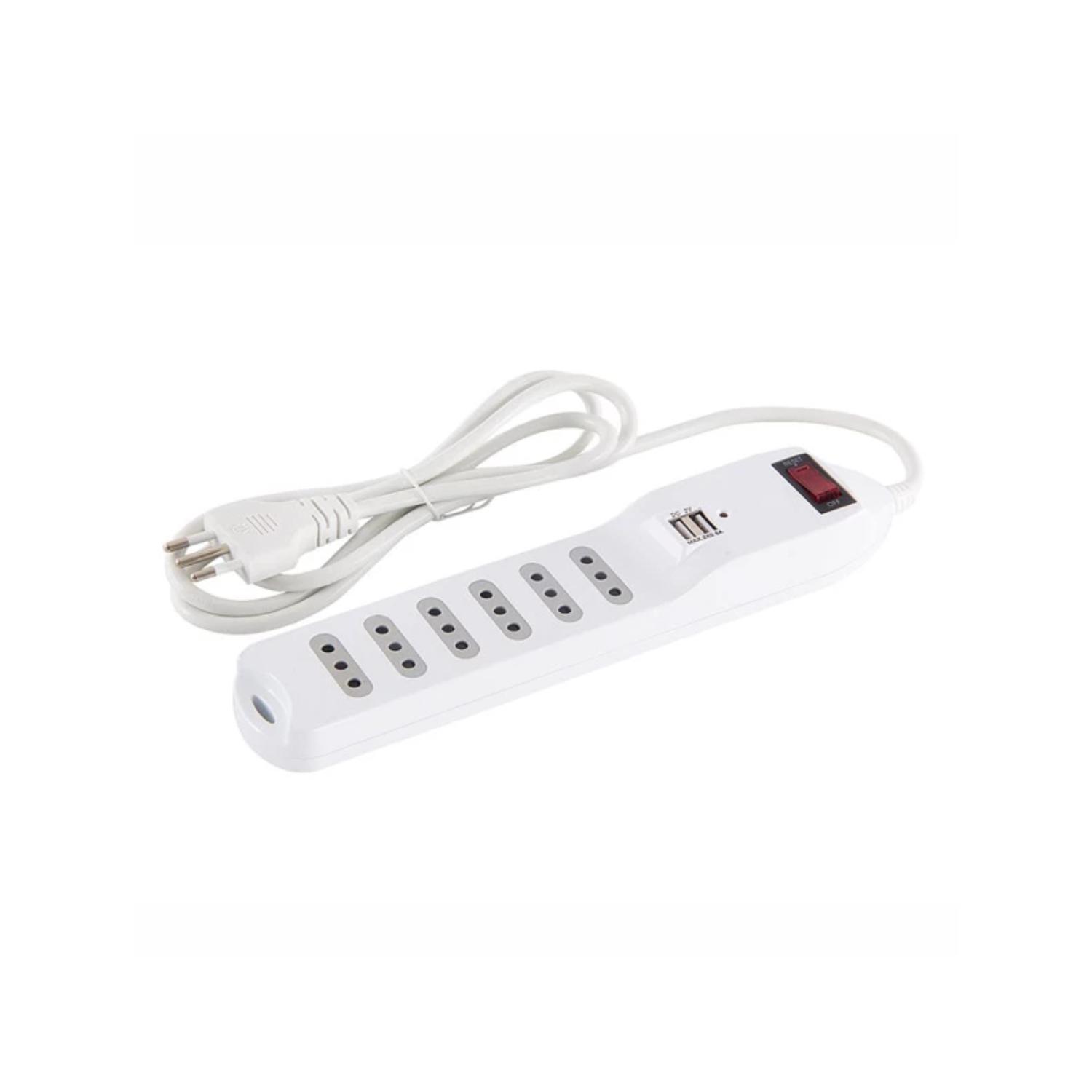 ZAPATILLA ALARGADOR MACROTEL 1.5 MT 6 ENTRADAS 2 USB BLANCO - 1