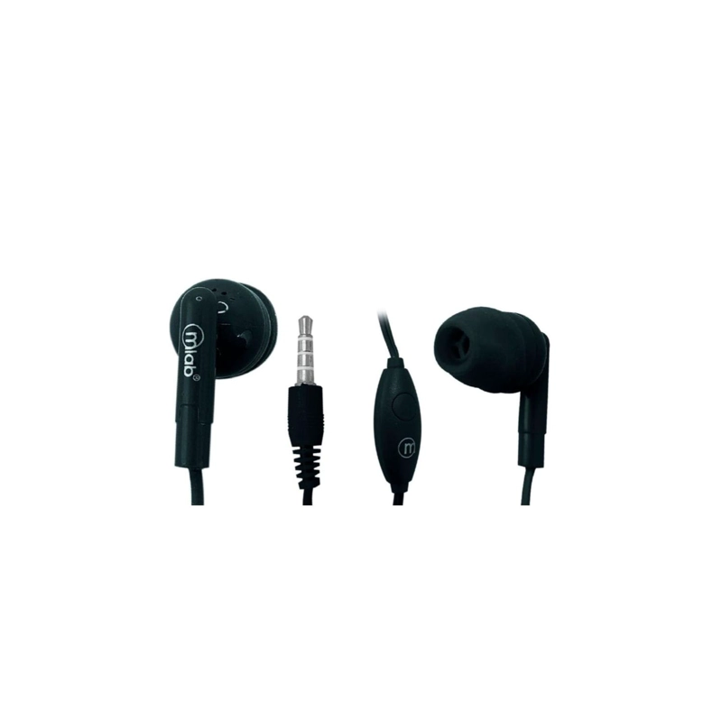 AUDÍFONOS MLAB IN EAR MANOS LIBRES GUMMY NEGRO CONECTOR JACK 3.5MM - 1