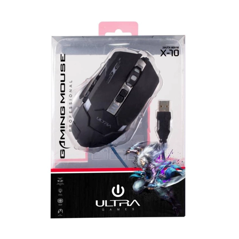 MOUSE GAMER USB 6B 1800DPI ILUMINADO NEGRO X10 ULTRA - 2