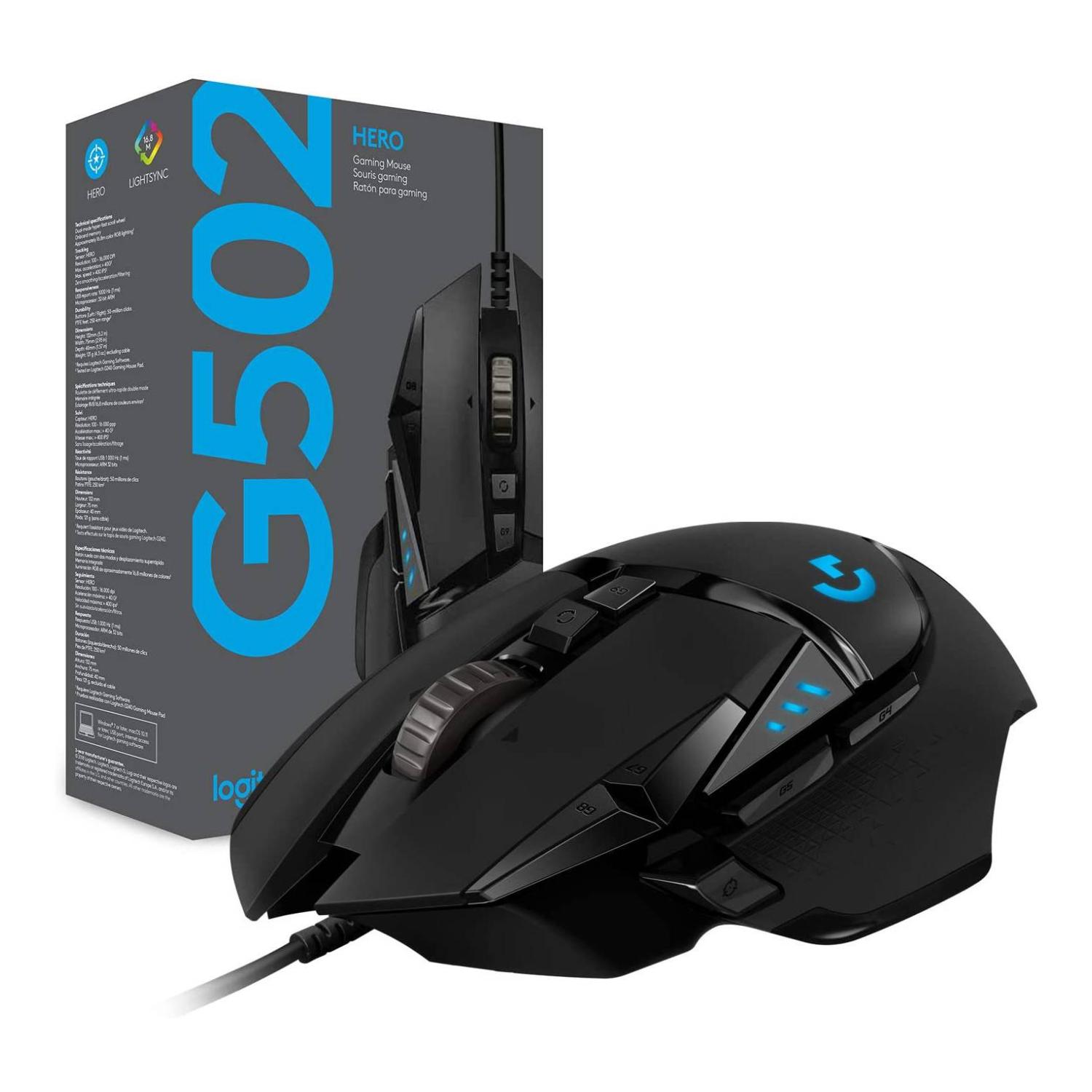MOUSE GAMER ALAMBRICO USB 11 BOTONES RGB HERO G502 LOGITECH - 3