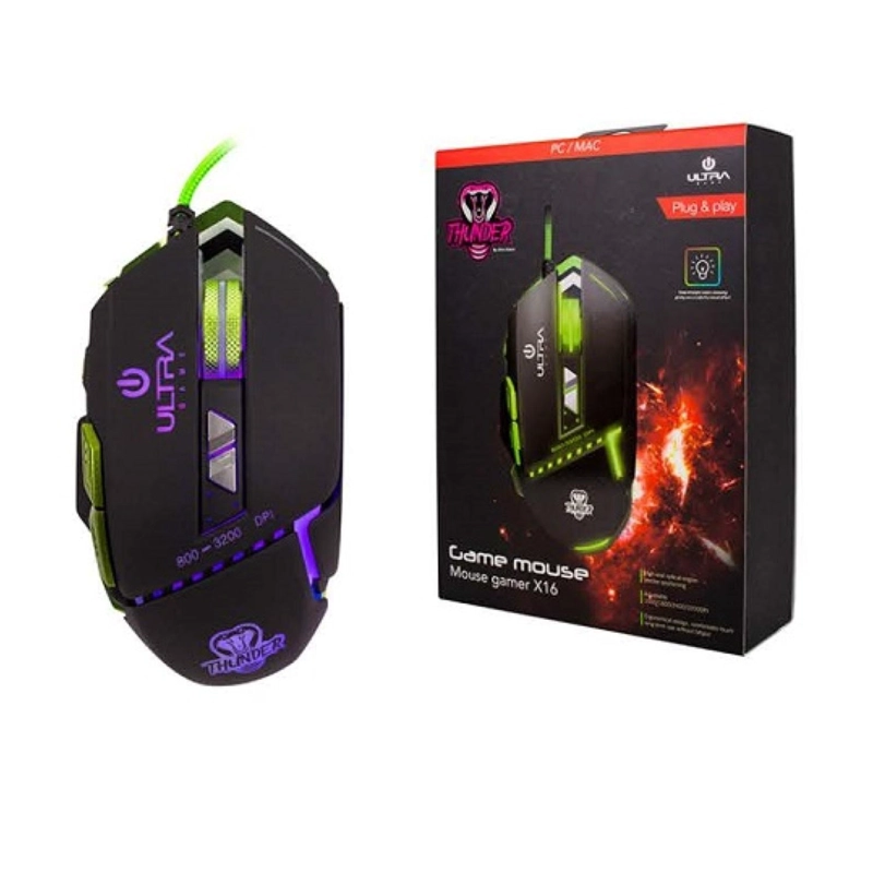 MOUSE ULTRA GAMER ALÁMBRICO USB ERGONÓMICO 3200DPI RGB X16 - 4