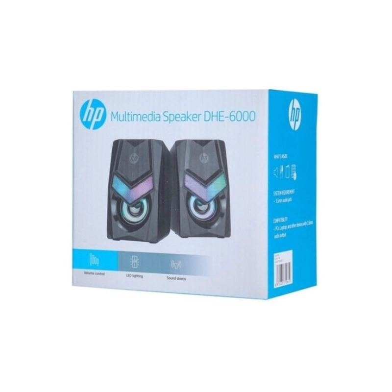 PARLANTES GAMER USB JACK 3.5 RGB 2X3W RMS NEGRO DHE-6000 HP - 3