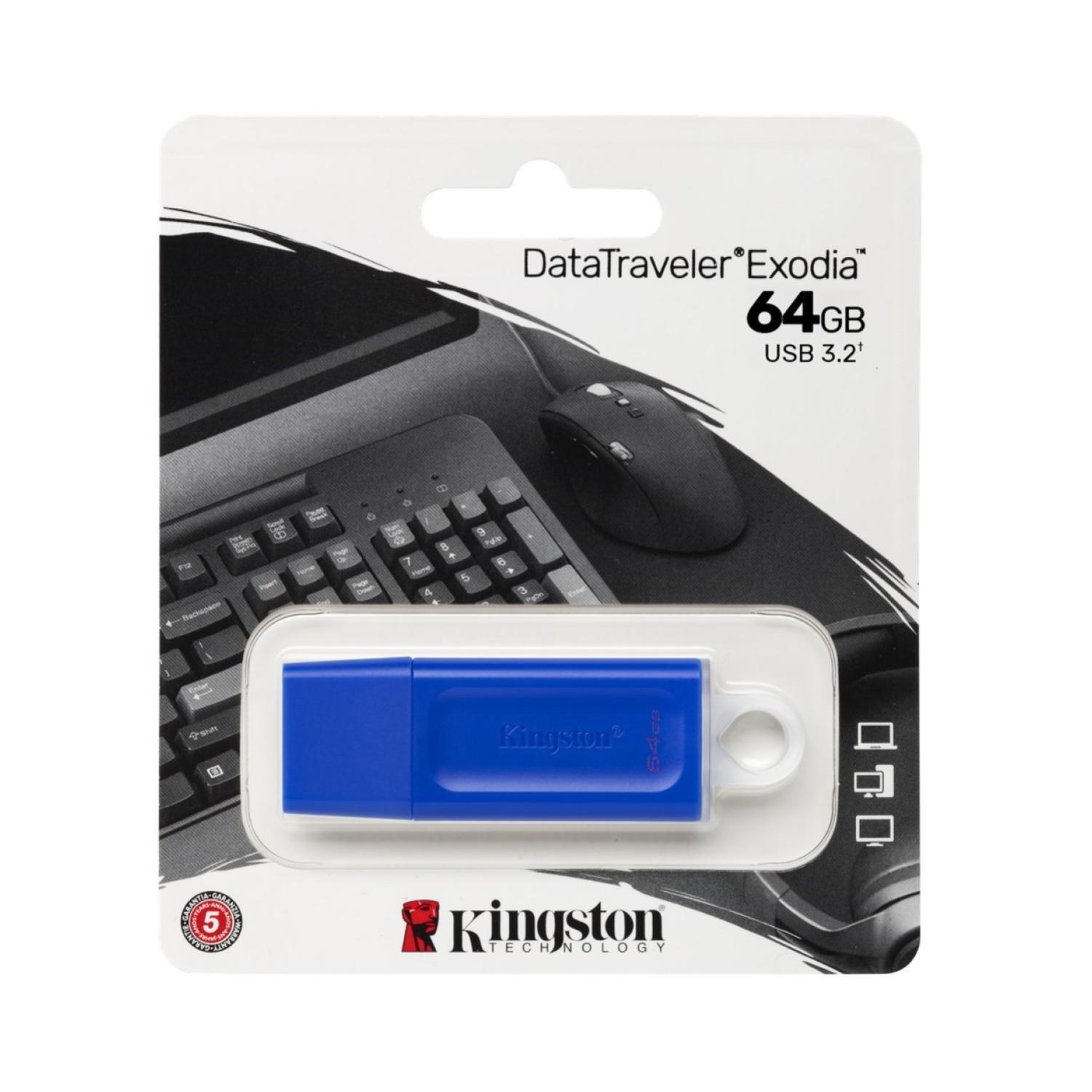 PENDRIVE USB 3.2 64GB DATATRAVELER AZUL EXODIA KINGSTON - 3