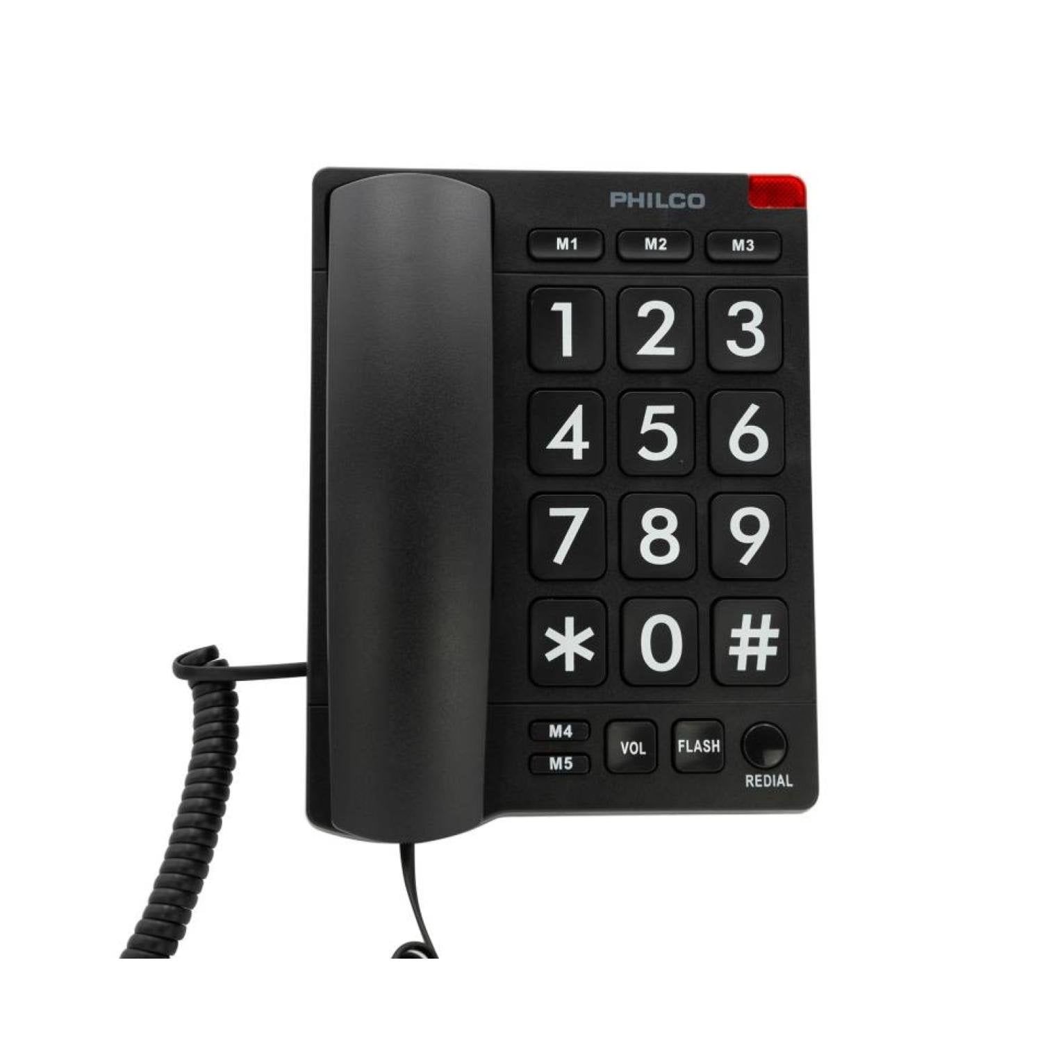 TELEFONO SOBRE MESA BOTONES GRANDES EN COLOR NEGRO RT170BK PHILCO