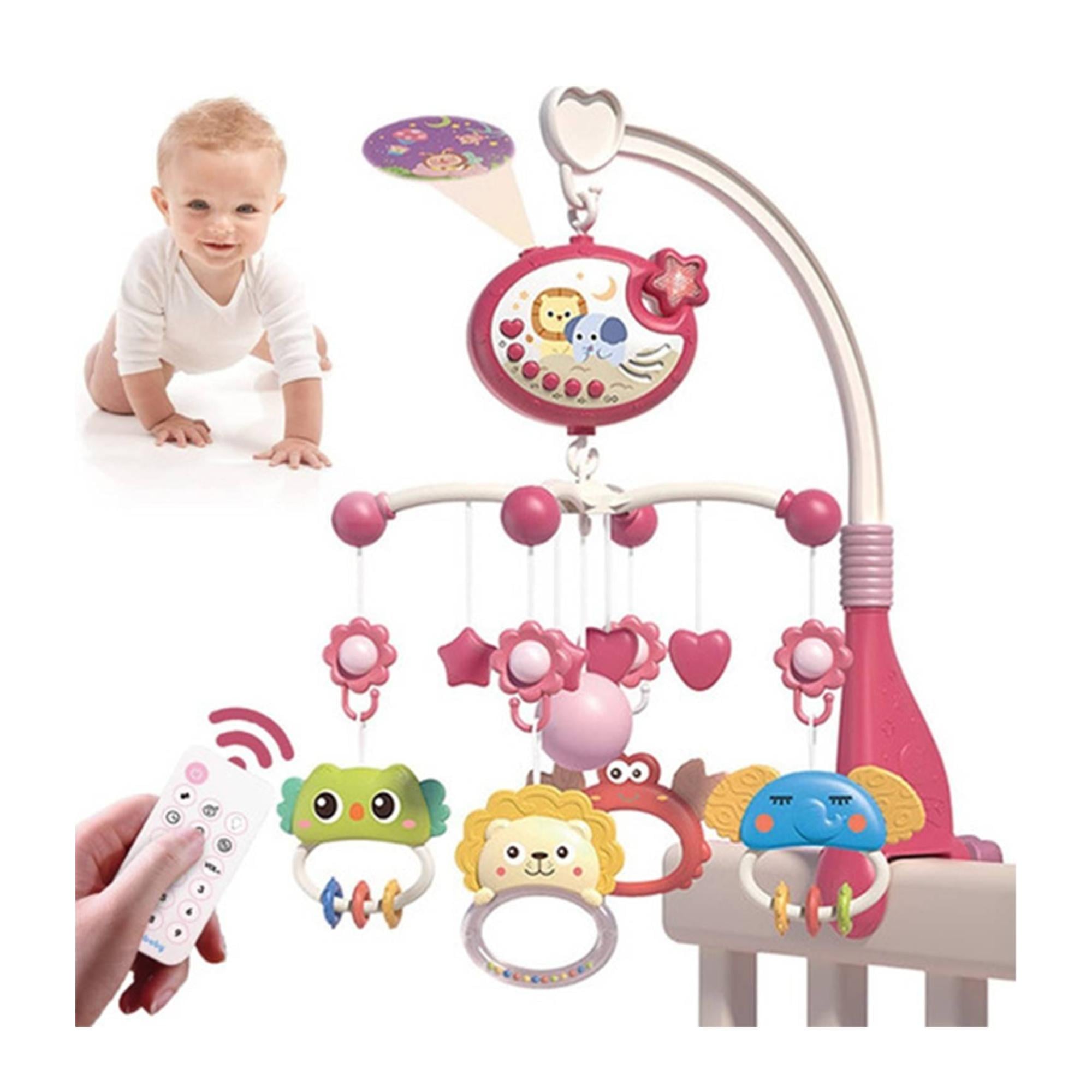 JUGUETE MOVIL SONAJERO INFANTIL CON LUZ Y SONIDO ANIMALES ROSADO - 1