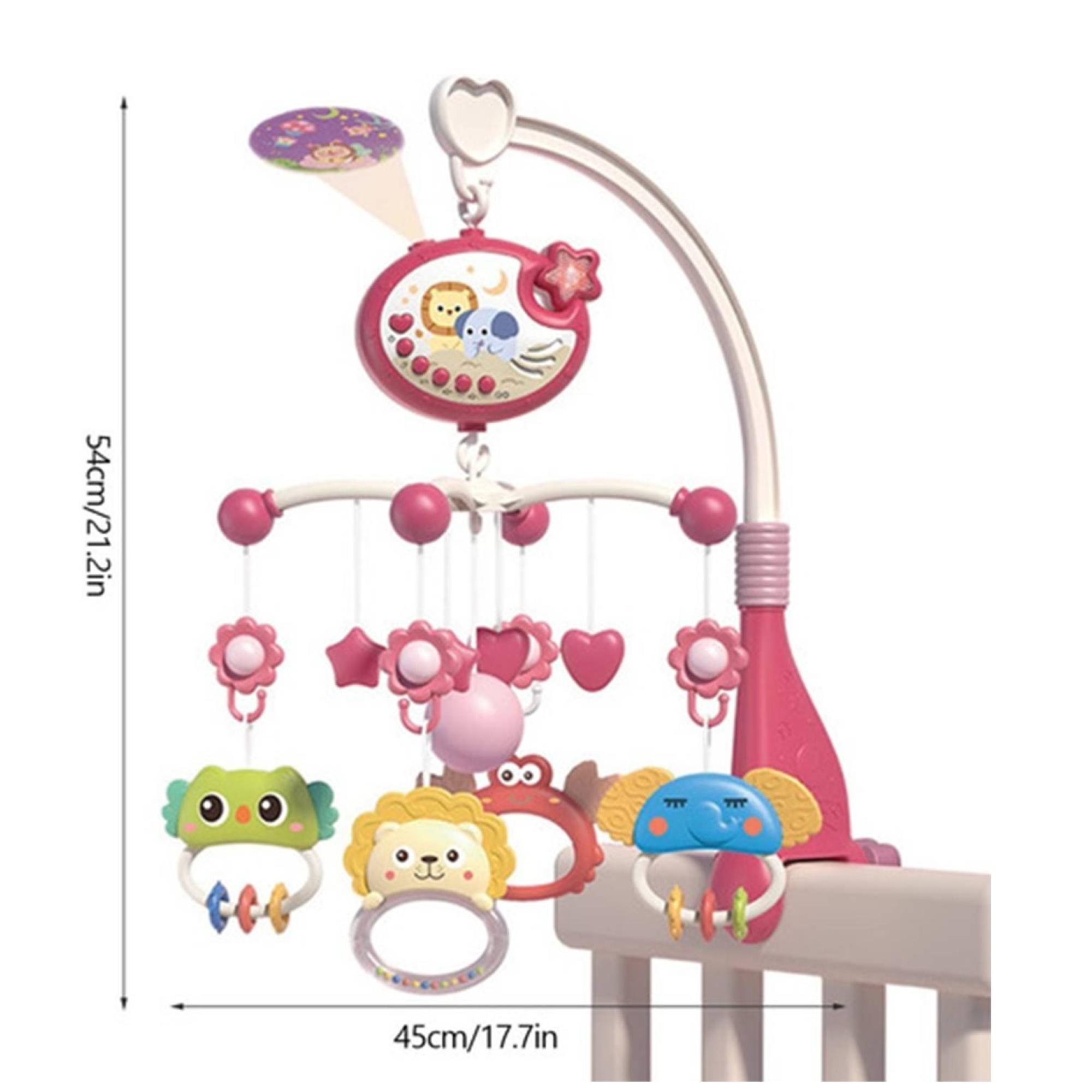 JUGUETE MOVIL SONAJERO INFANTIL CON LUZ Y SONIDO ANIMALES ROSADO - 2