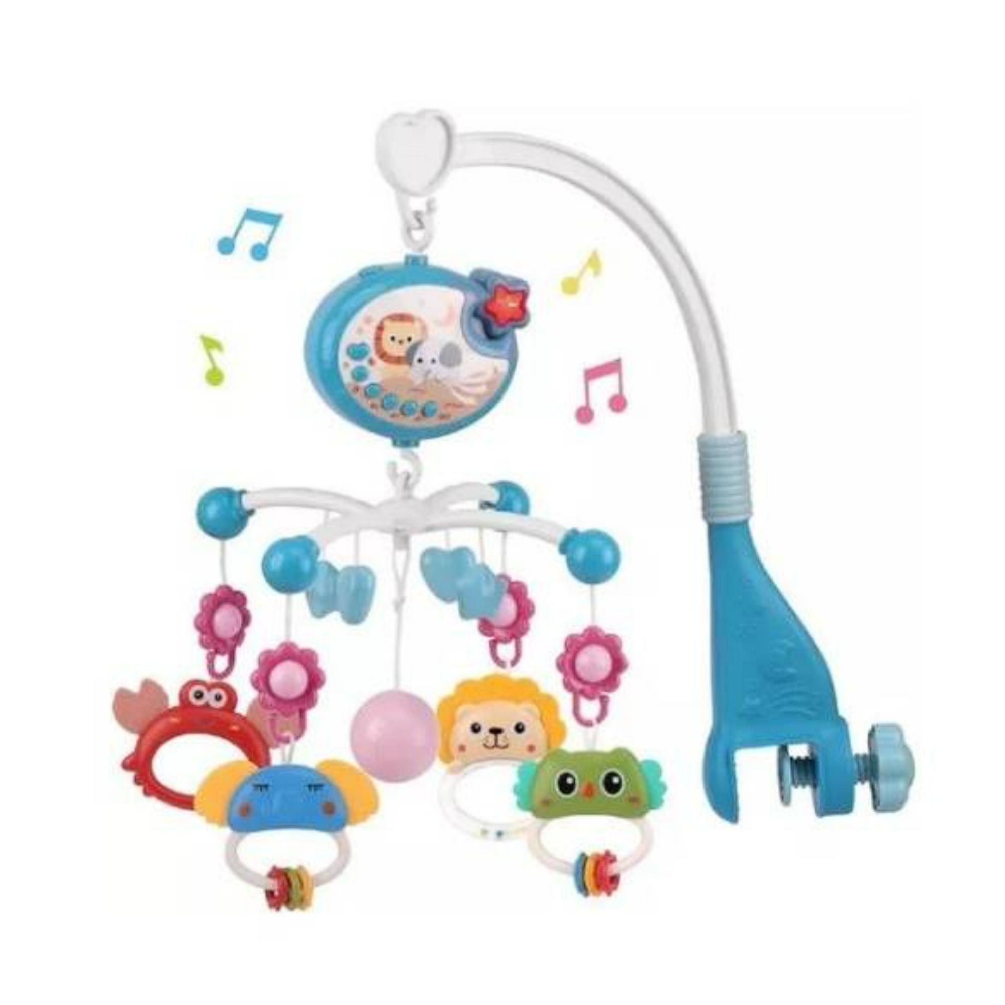 JUGUETE MOVIL SONAJERO INFANTIL CON LUZ Y SONIDO ANIMALES AZUL - 1