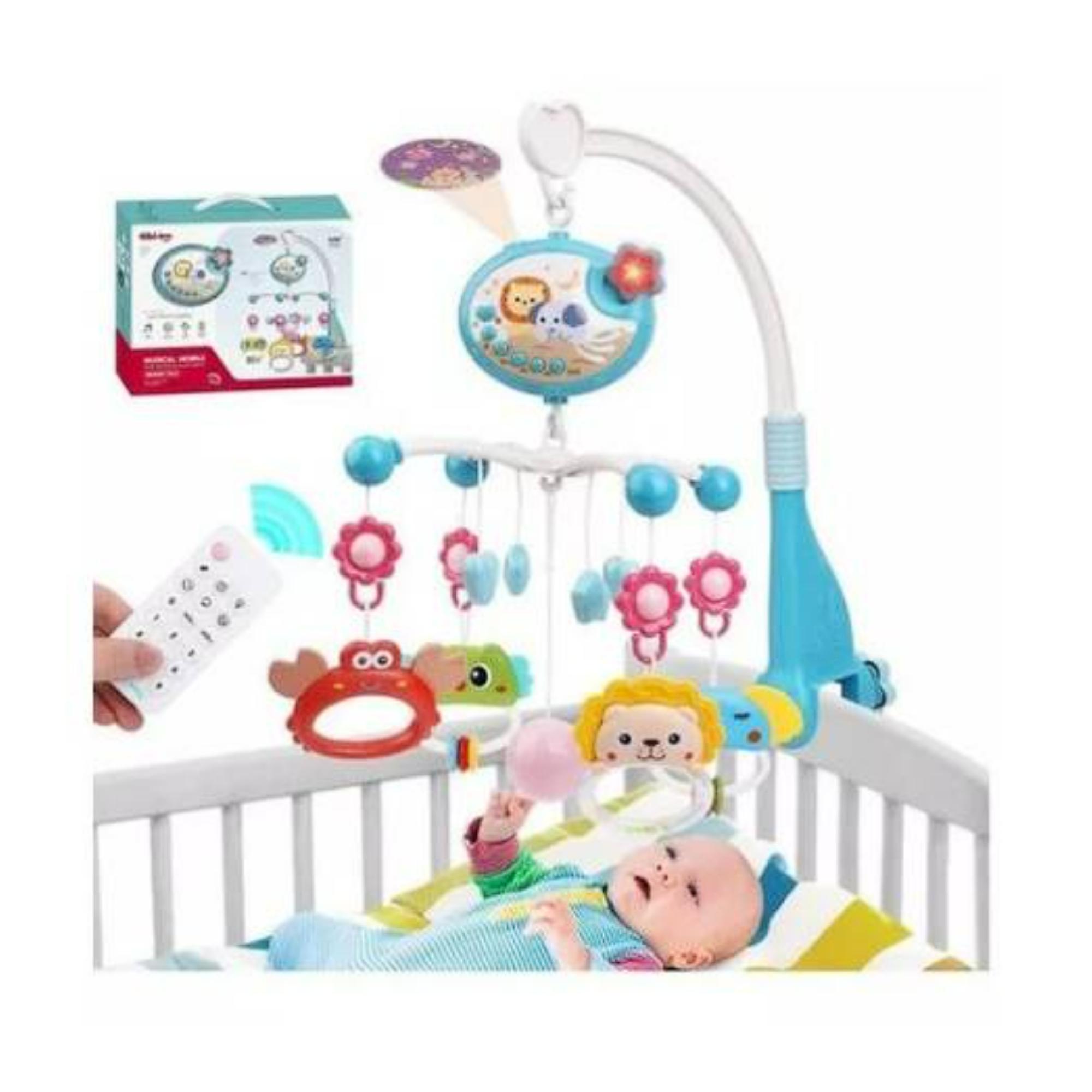 JUGUETE MOVIL SONAJERO INFANTIL CON LUZ Y SONIDO ANIMALES AZUL - 3