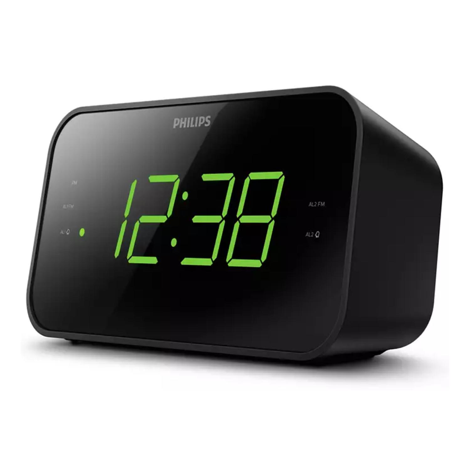 Despertador Mebus Negro Y Plata – Radio DCF77 Automático – Pantalla LCD 2 Líneas – Termómetro Interior – Función Snooze