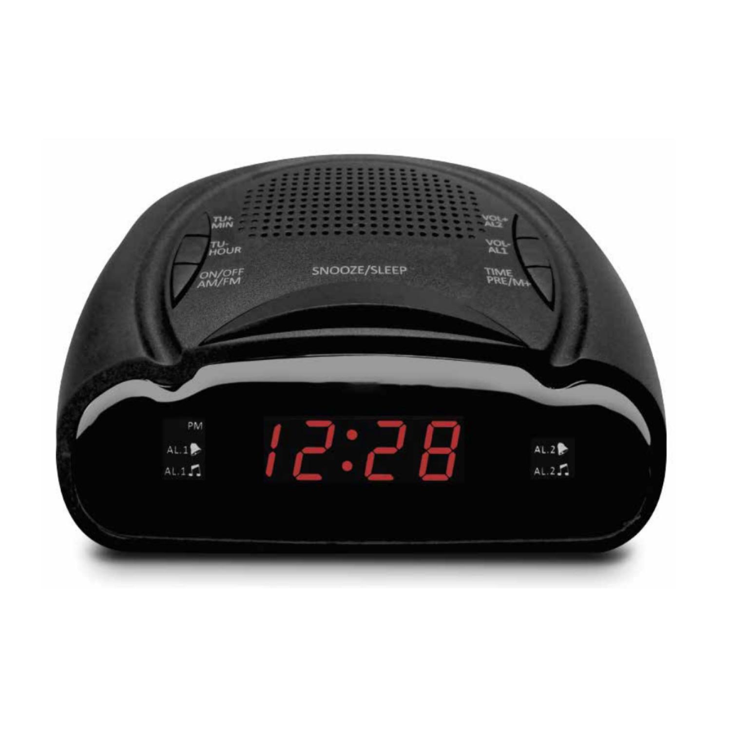 RADIO RELOJ DESPERTADOR LCD AM FM NEGRO AP02088