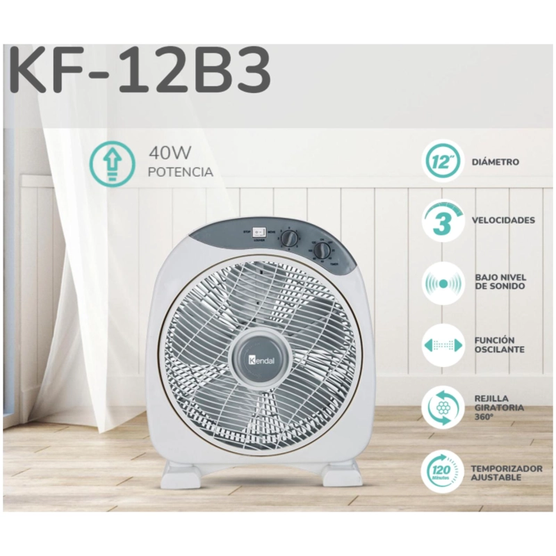 VENTILADOR KENDAL BOX 12 PULGADAS 3 VEL BLANCO KF-12B3 - 4
