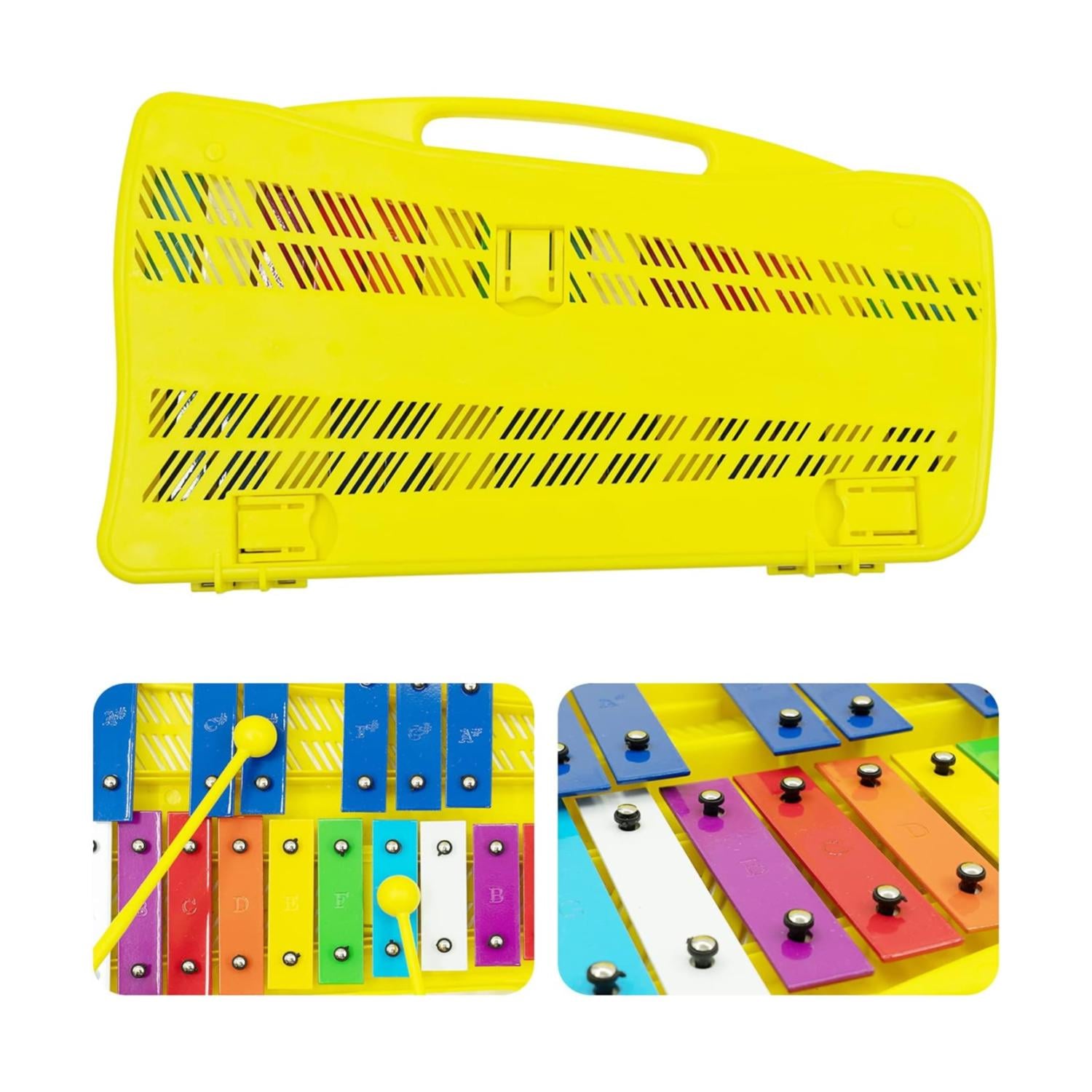 METALOFONO XILOFONO 25 NOTAS 2 BAQUETAS AMARILLO INFANTIL - 3