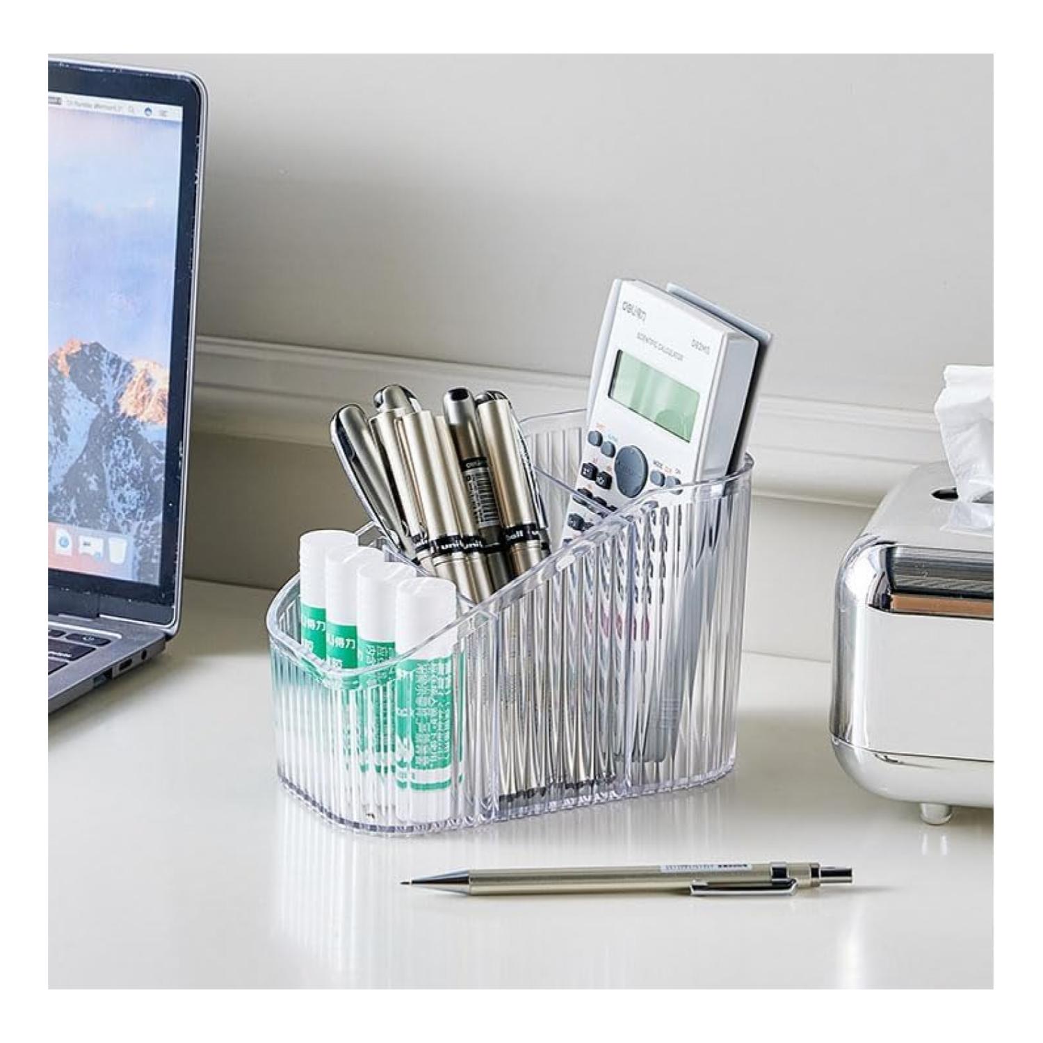 ORGANIZADOR DE ESCRITORIO TOTALUPGRATE OFICINA 3COMP PLASTICO TRANSPARENTE - 5
