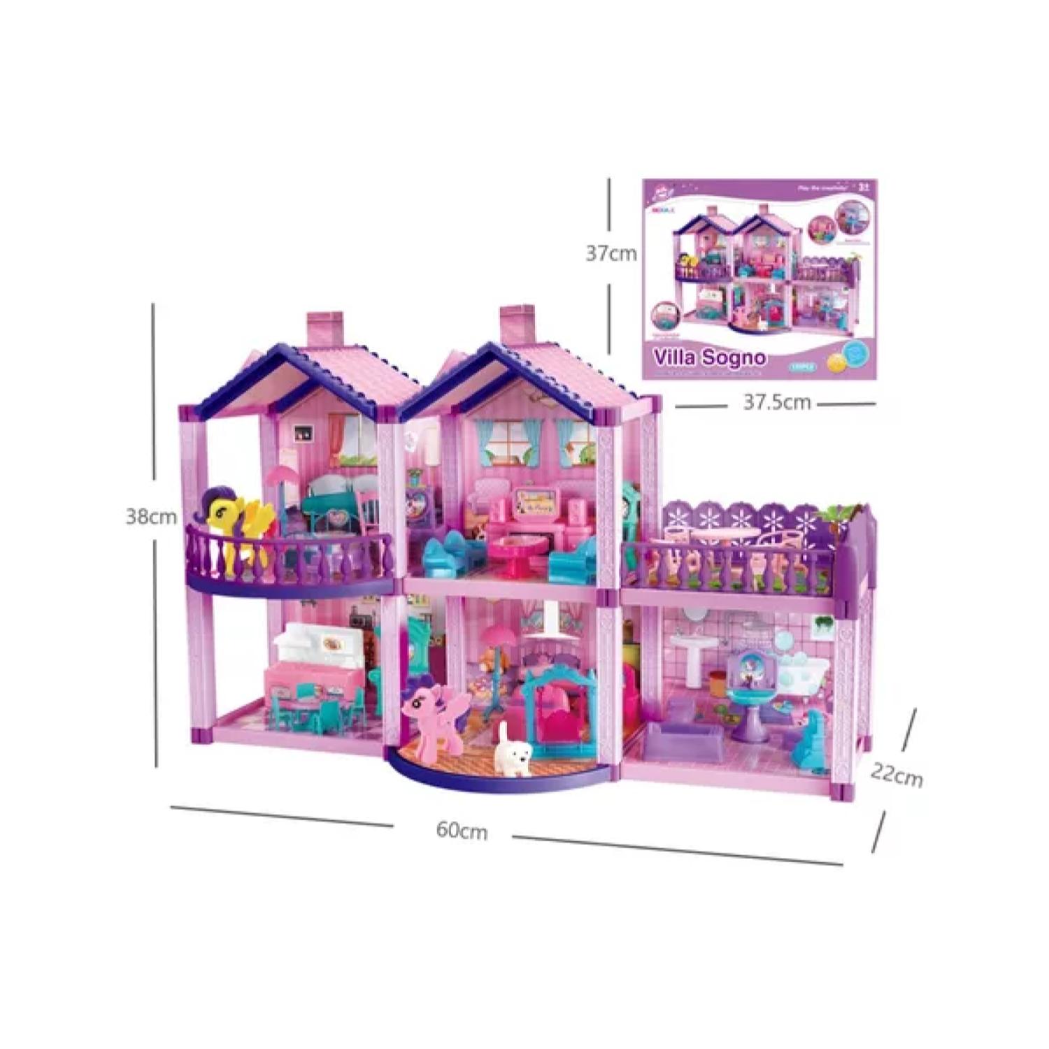CASA DE MUÑECAS TOTALUPGRATE CON ACCESORIOS 38X22X60 CM ROSADO - 2