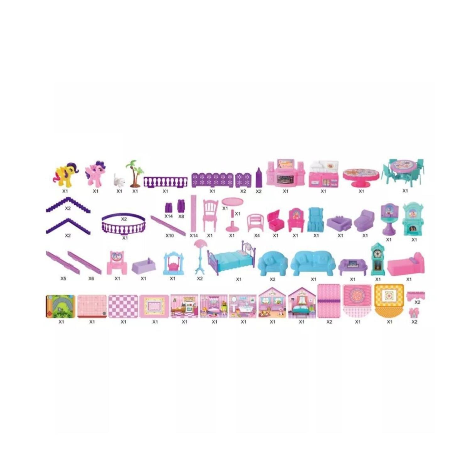 CASA DE MUÑECAS TOTALUPGRATE CON ACCESORIOS 38X22X60 CM ROSADO - 3