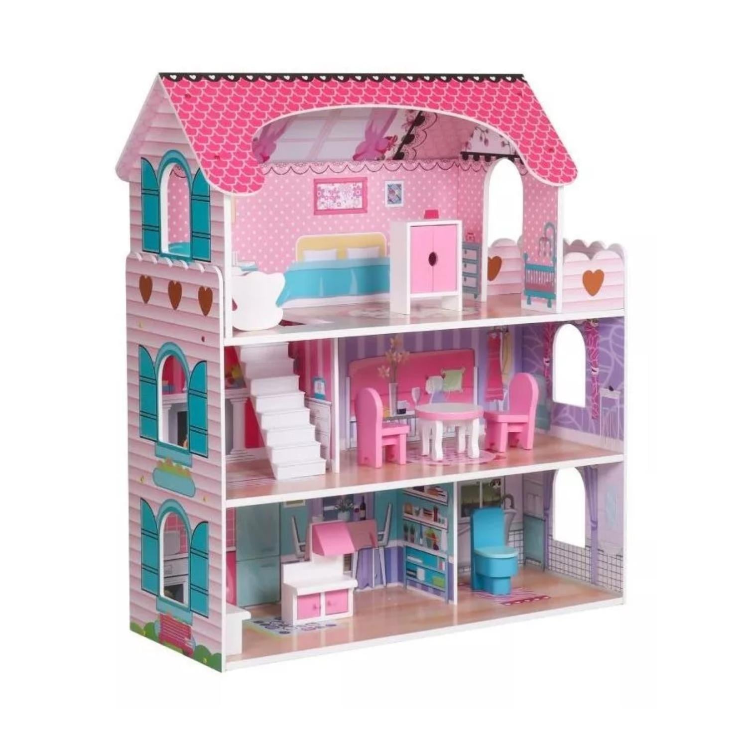 CASA DE MUÑECAS TOTALUPGRATE CON ACCESORIOS 70X62X27 CM ROSADO - 1