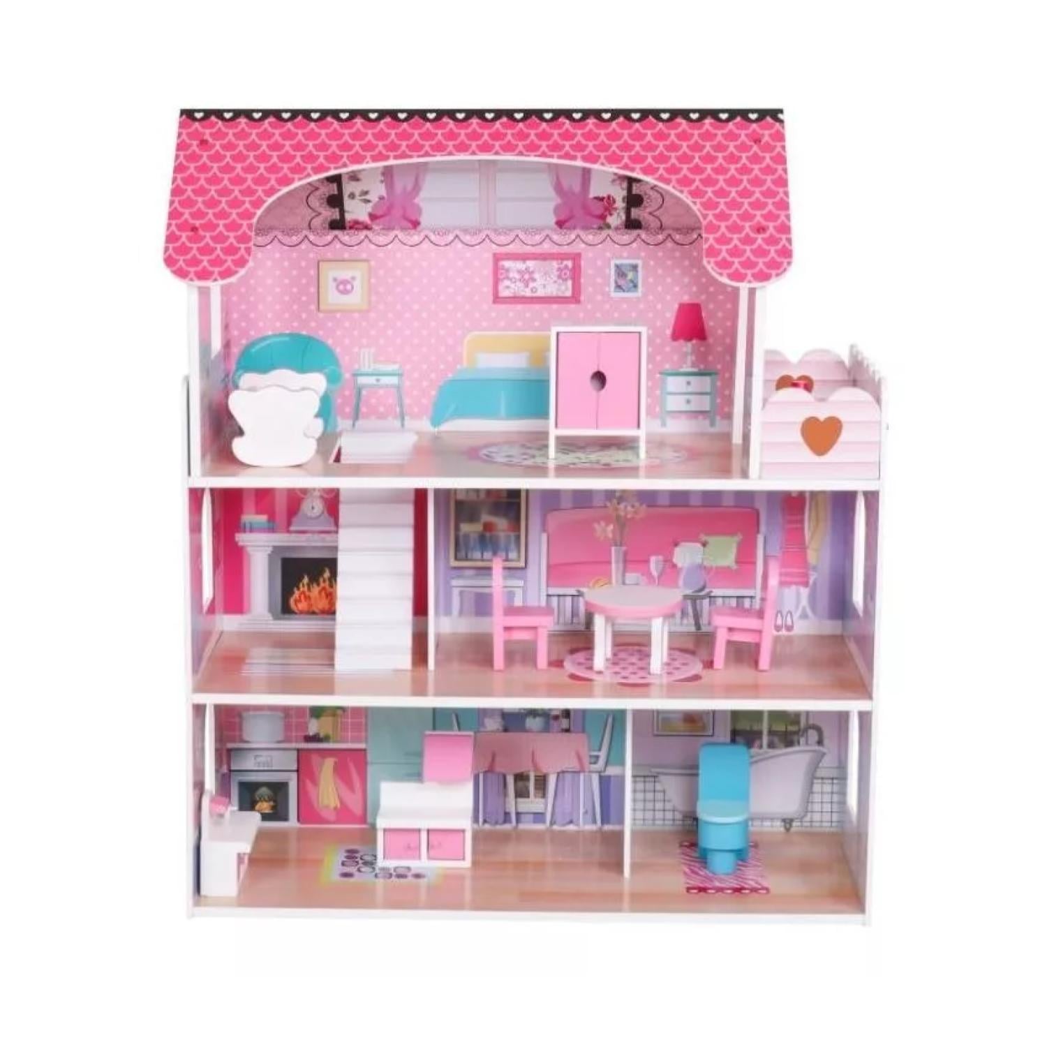 CASA DE MUÑECAS TOTALUPGRATE CON ACCESORIOS 70X62X27 CM ROSADO - 3