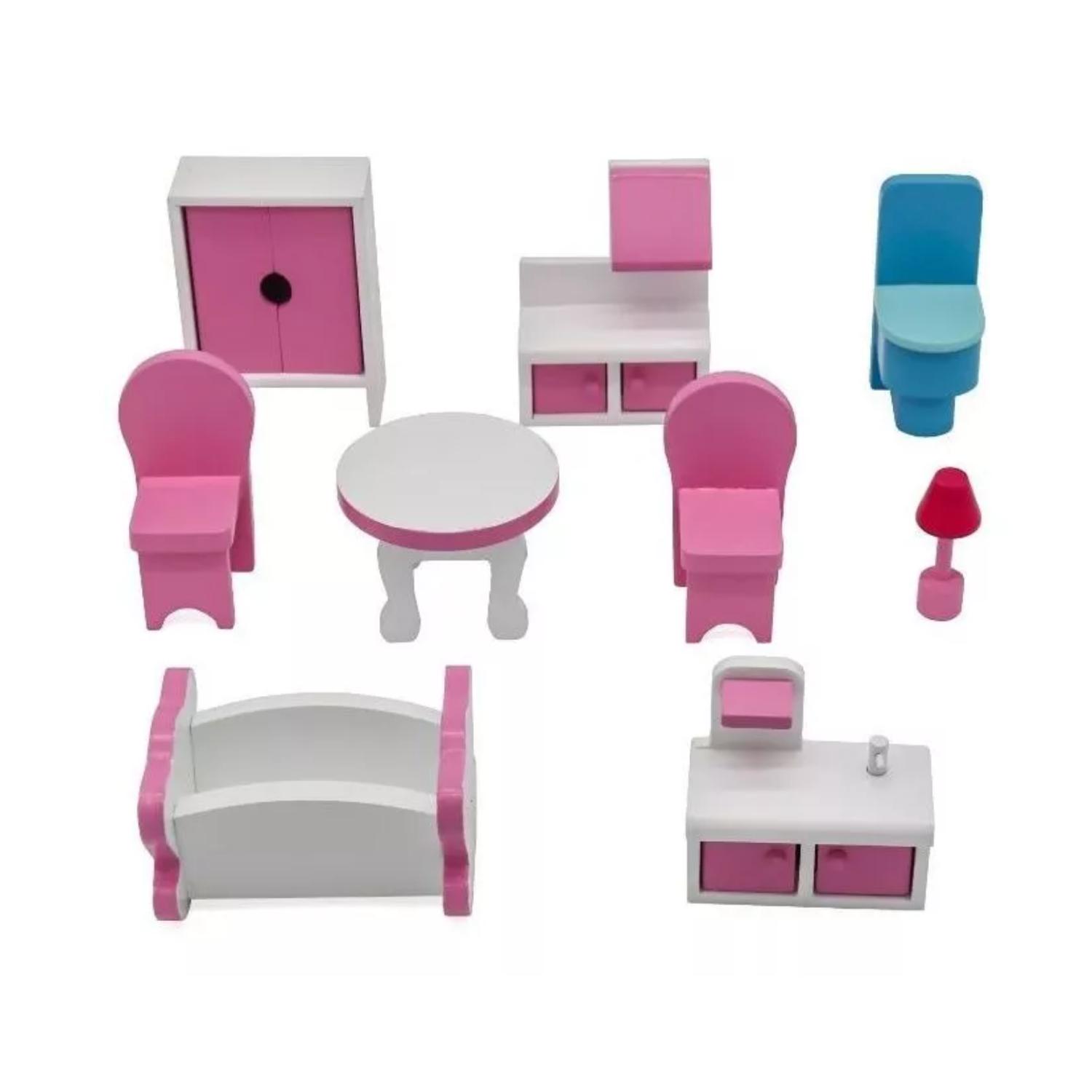 CASA DE MUÑECAS TOTALUPGRATE CON ACCESORIOS 70X62X27 CM ROSADO - 4