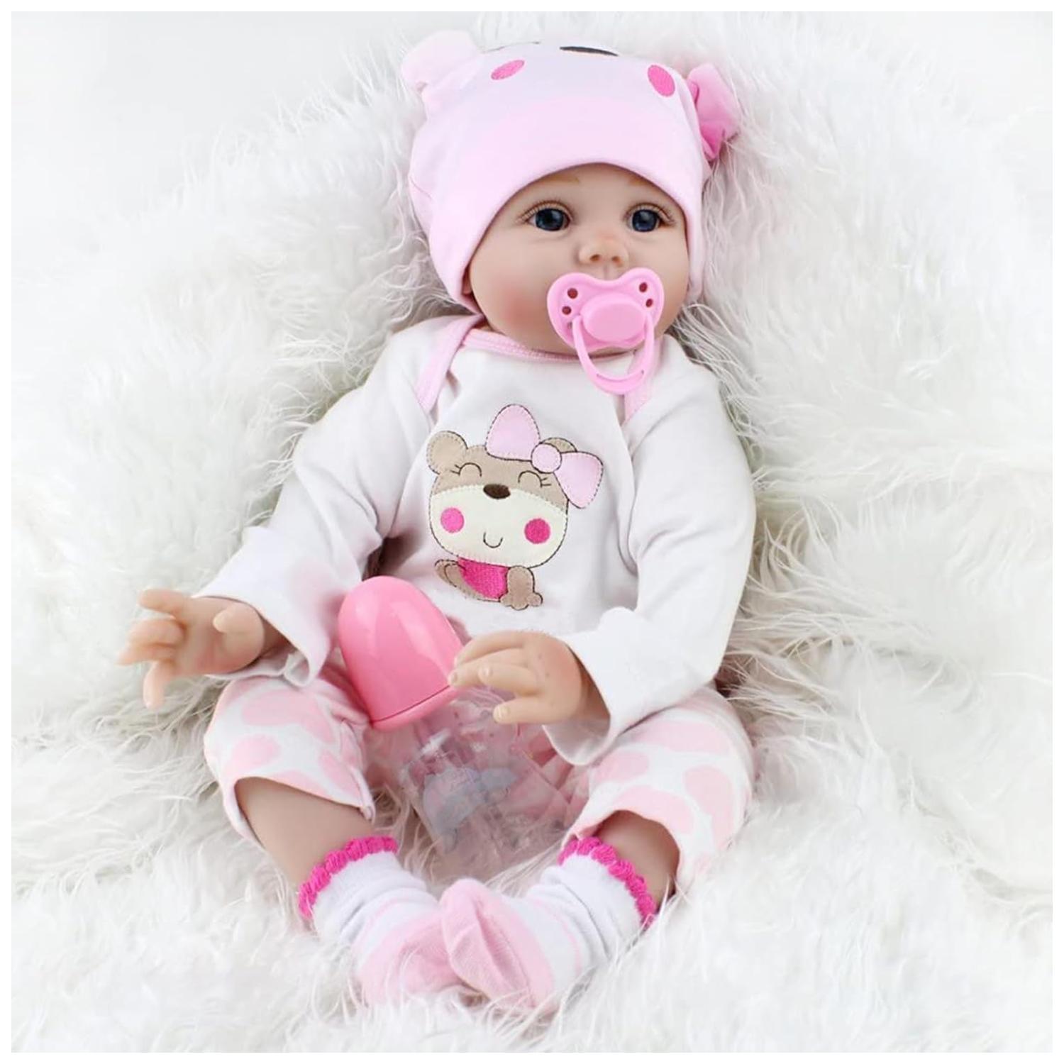 JUGUETE MUÑECA BEBE REBORN 55CM REALISTA ROSADO INFANTIL - 2
