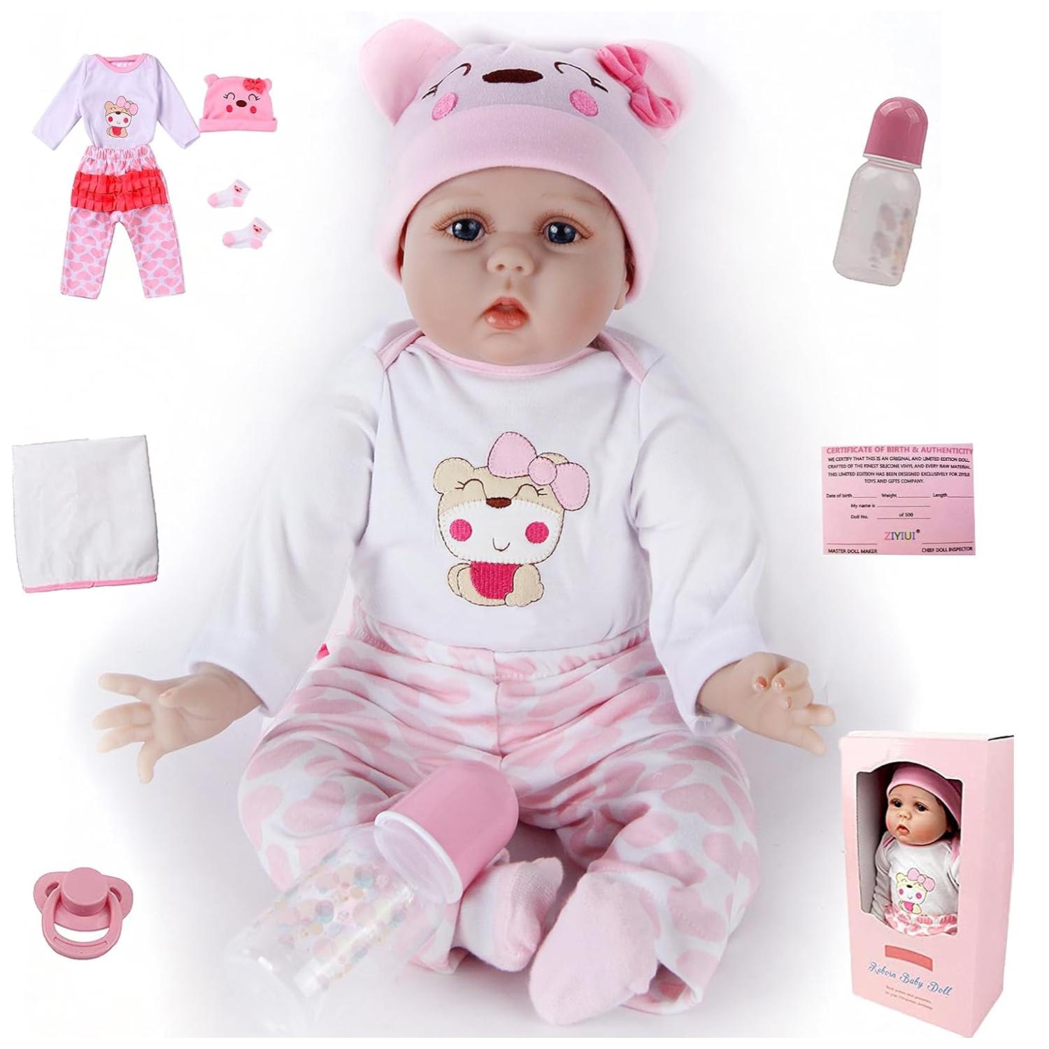 JUGUETE MUÑECA BEBE REBORN 55CM REALISTA ROSADO INFANTIL - 5