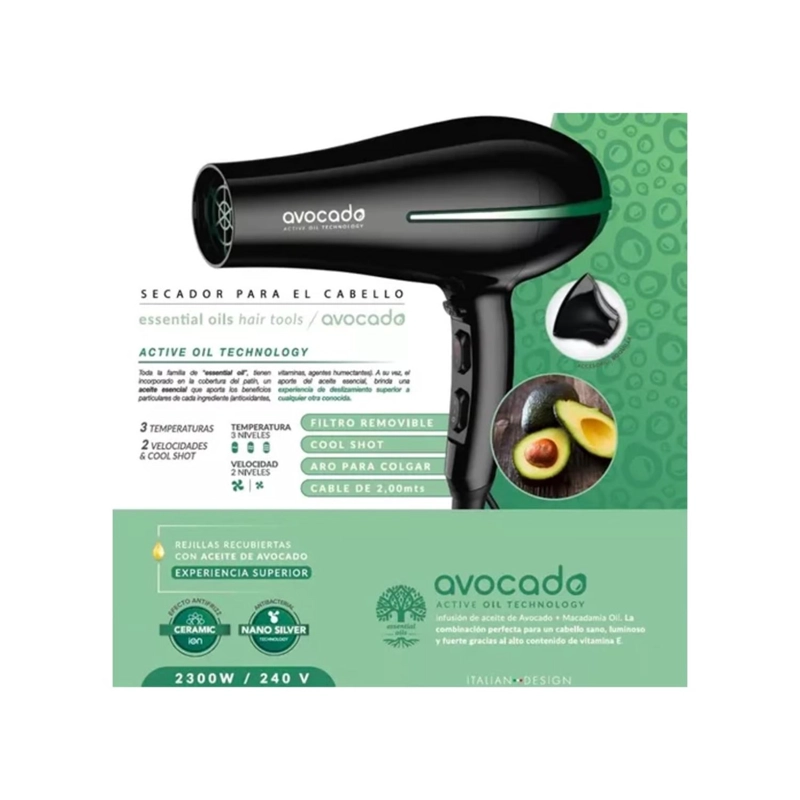 SECADOR DE CABELLO GAMA 2200 W 3 TEMP 2 VEL AVOCADO ST - 4