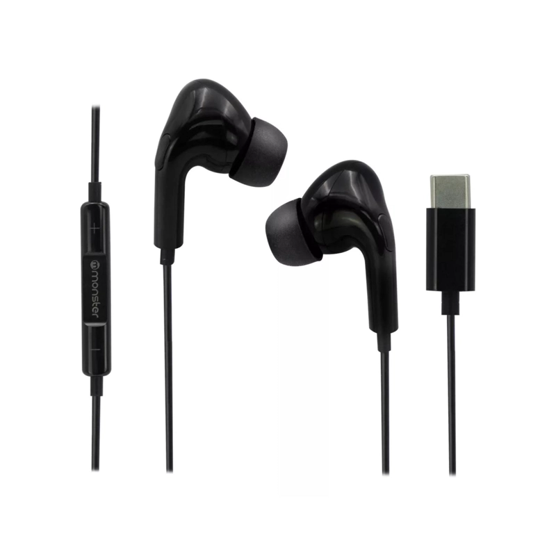 AUDIFONOS ALAMBRICOS MANOS LIBRES USB C 120CM NEGRO EARPODS - 1