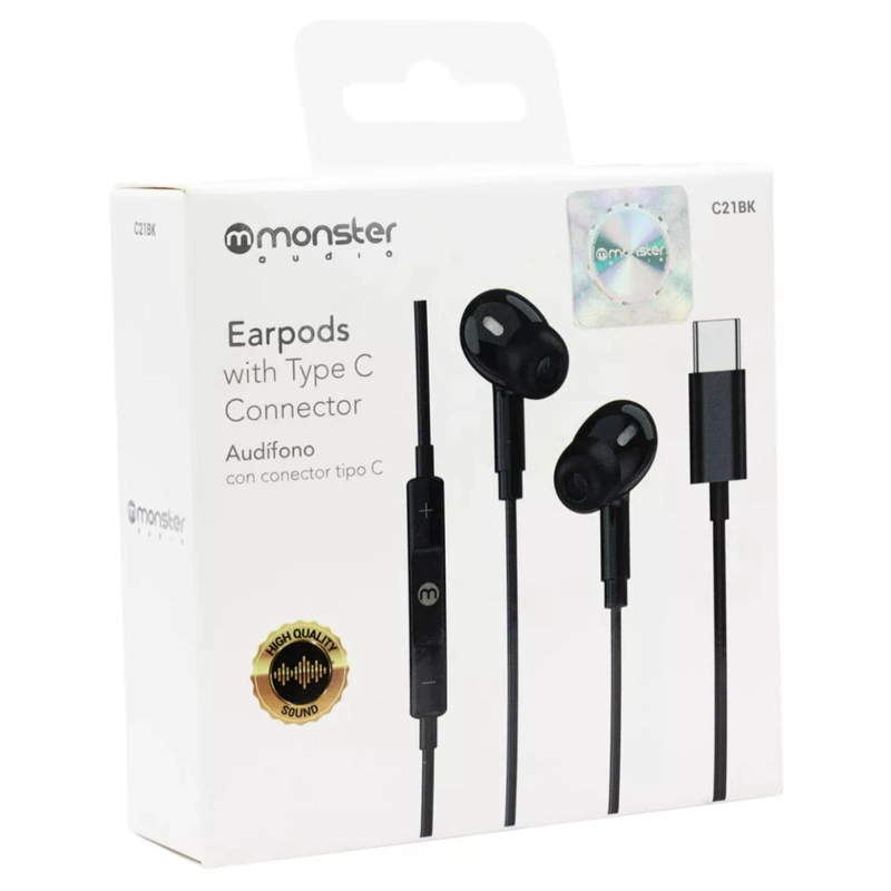 AUDIFONOS ALAMBRICOS MANOS LIBRES USB C 120CM NEGRO EARPODS - 3