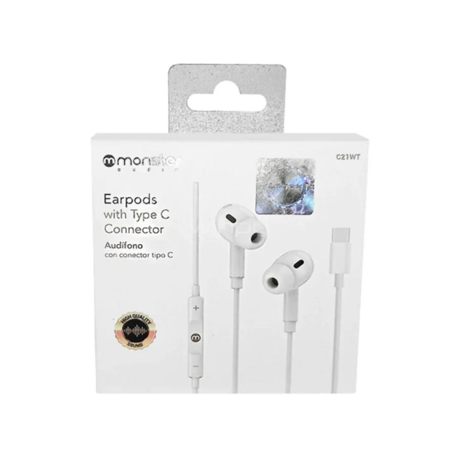 AUDIFONOS MANOS LIBRES MANOS LIBRES USB C BLANCO C21 MONSTER - 3