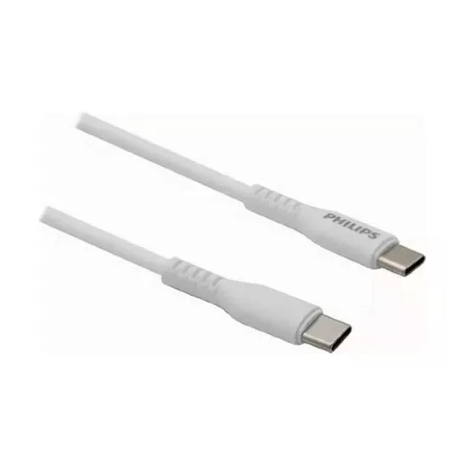 CABLE DE CARGA RAPIDA USB C 60W BLANCO DLC8701 PHILIPS - 1