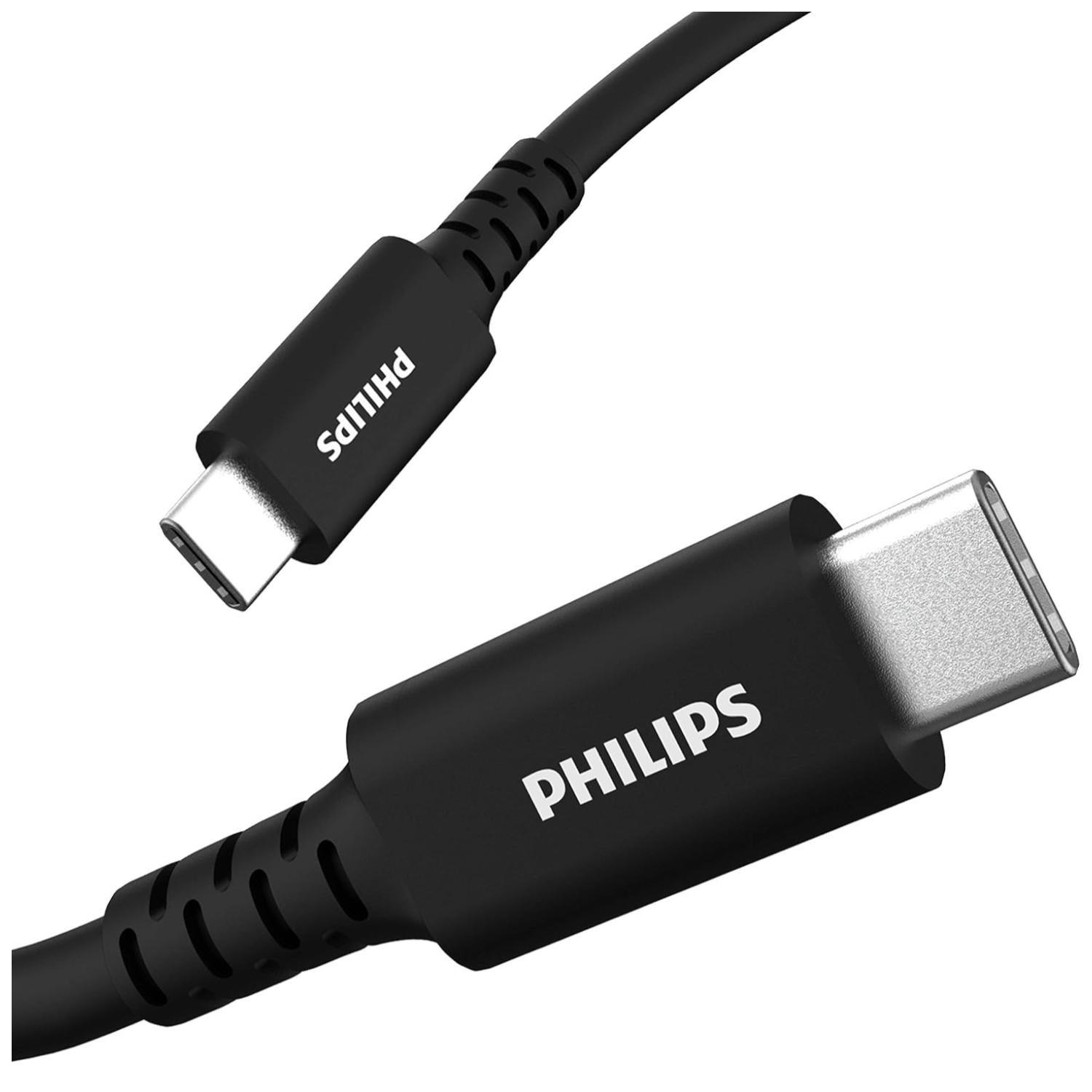 CABLE DE CARGA USB C A USB C 120CM NEGRO DLC5533C/97 PHILIPS - 1