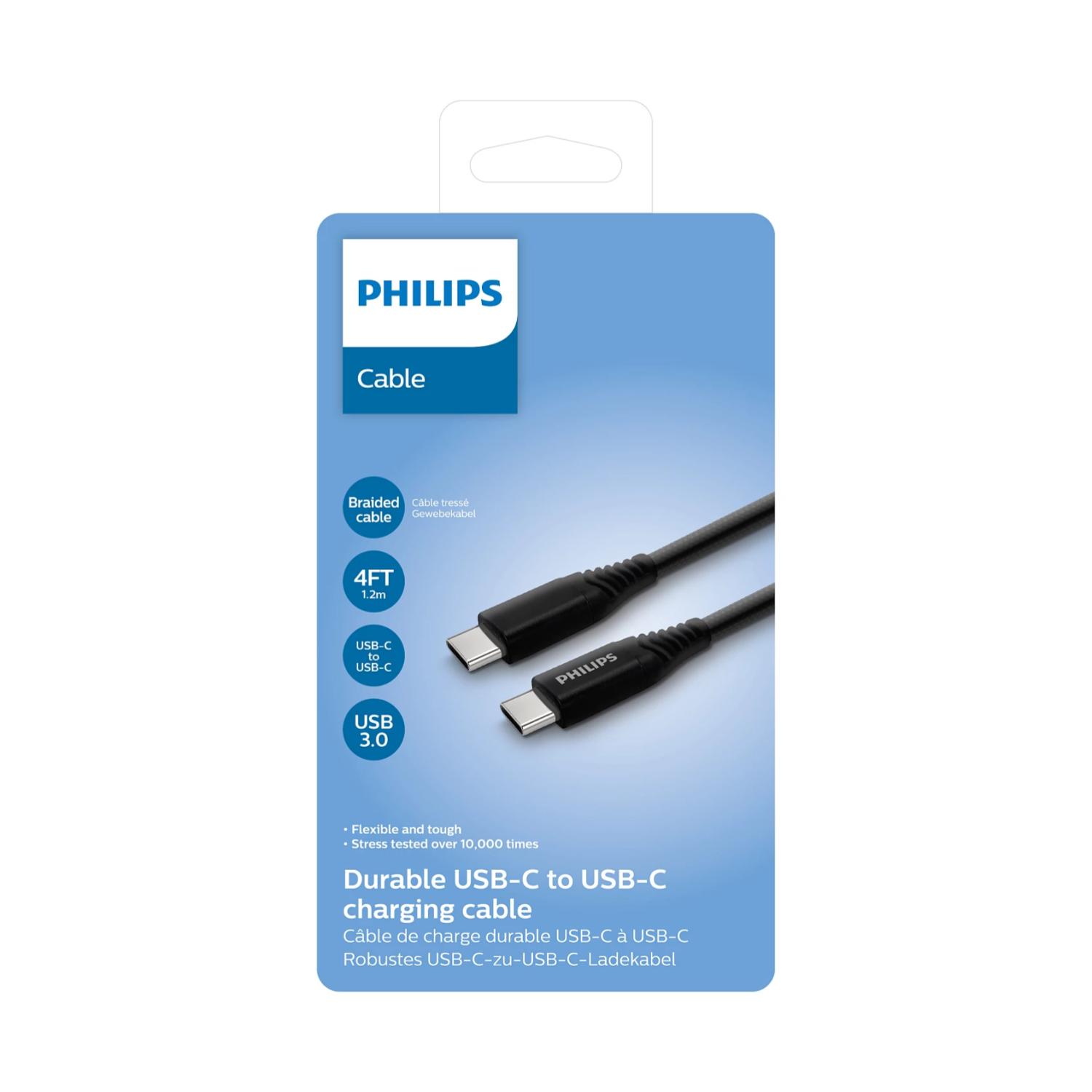 CABLE DE CARGA USB C A USB C 120CM NEGRO DLC5533C/97 PHILIPS - 3