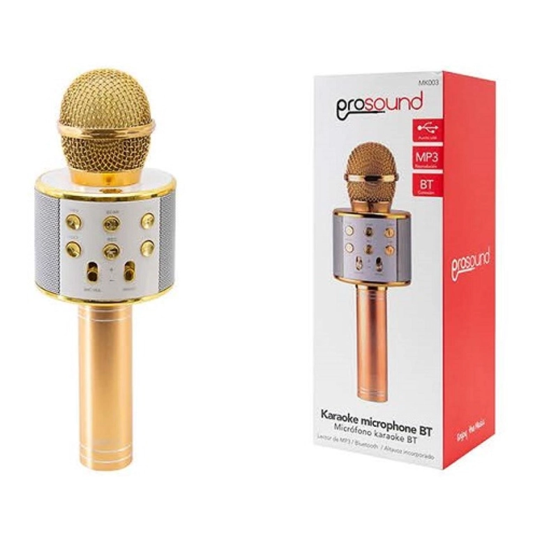 MICROFONO KARAOKE PARLANTE BLUETOOTH DORADO PROSOUND - 3