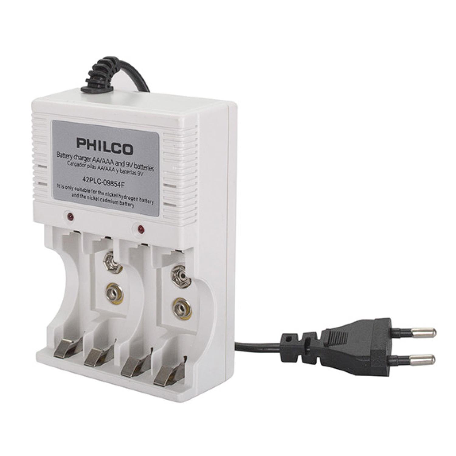PHILCO CARGADOR DE PILAS RECARGABLES AA-AAA C 4 PILAS C9854G