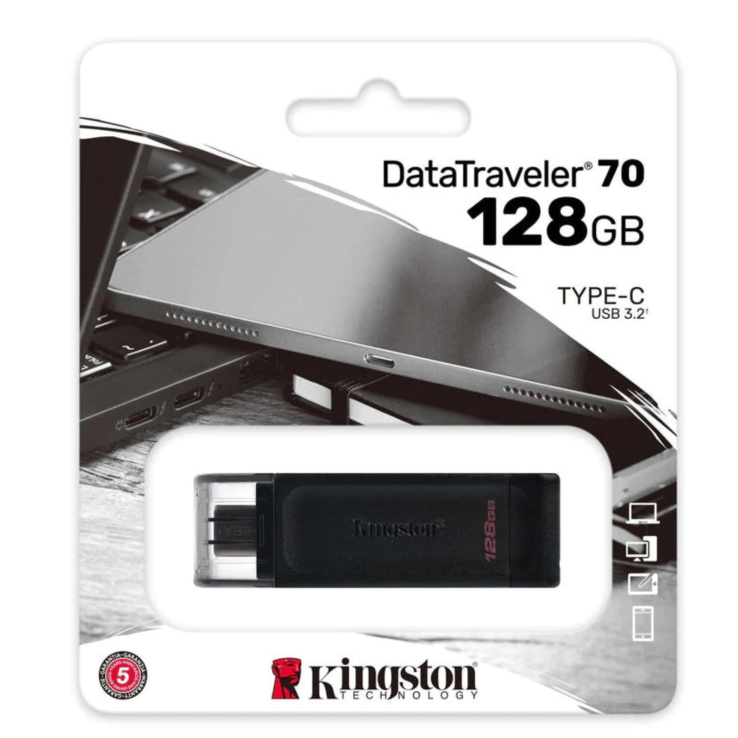 PENDRIVE KINGSTON USB TIPO C 3.2 128GB NEGRO DT70 - 2