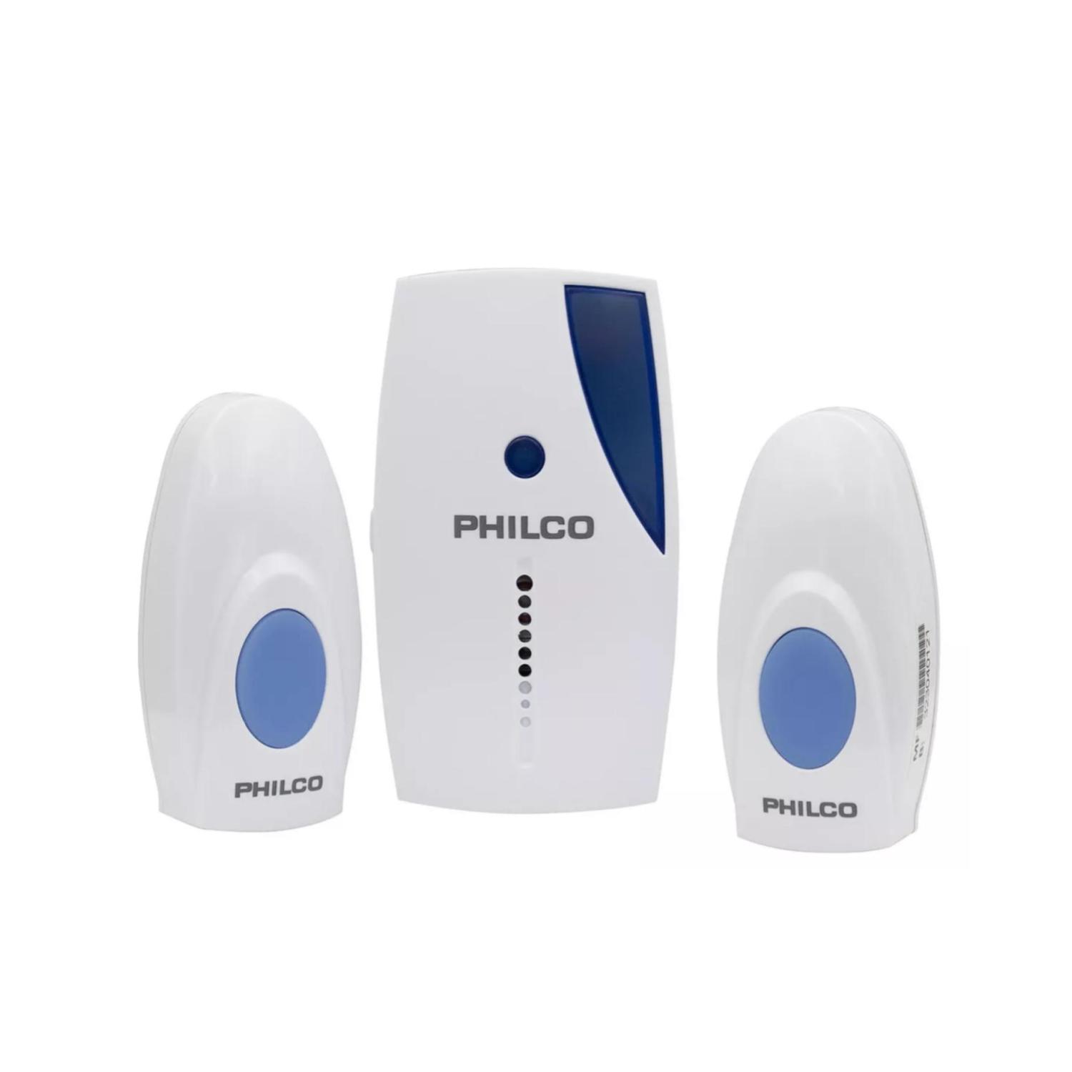 TIMBRE PHILCO INALÁMBRICO DOBLE A PILAS BLANCO - 1