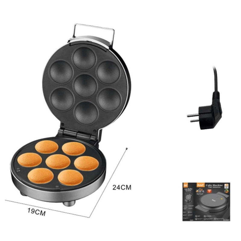 MAQUINA DE 7 CUPCAKES PASTELES 1000W NEGRO R2201 RAF - 3