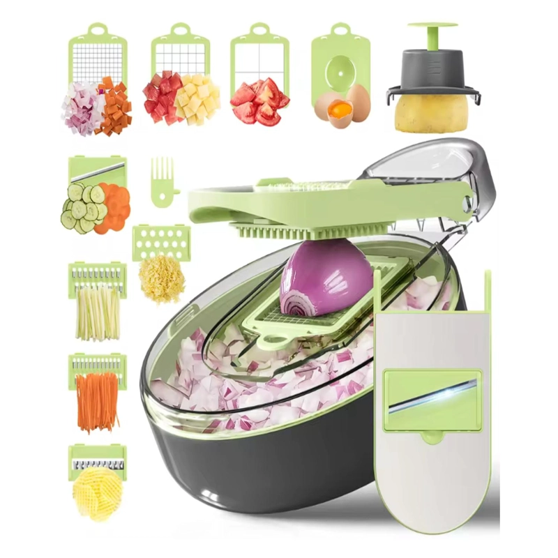 CORTADOR PICADOR DE VERDURAS 13 EN 1 CON ACCESORIOS REDONDO - 2