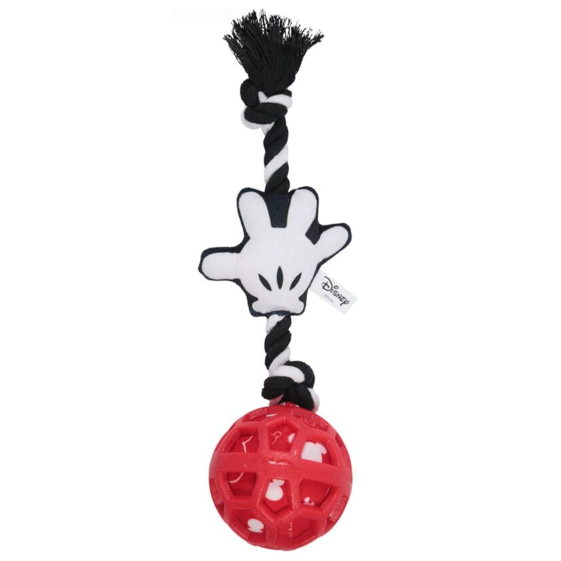 JUGUETE INTERACTIVO PARA MASCOTAS CUERDA Y PELOTA ROJO MM - 1