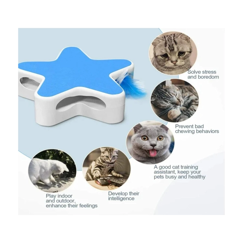 JUGUETE INTERACTIVO PARA GATOS PLUMA GIRATORIA MASCOTAS - 2