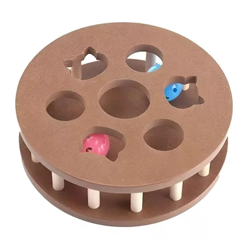JUGUETE INTERACTIVO PARA GATOS RUEDA DE MADERA MASCOTAS - 1