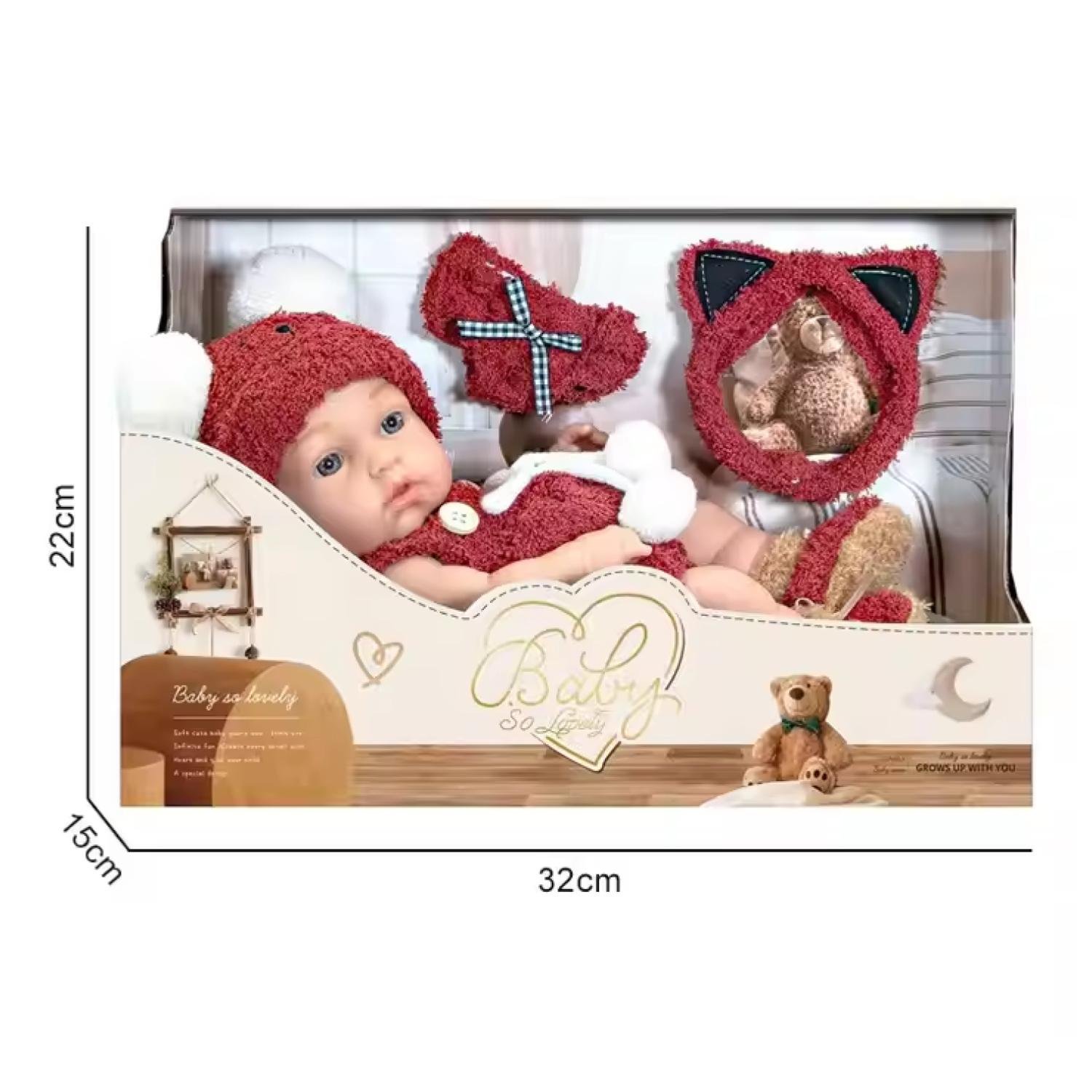 JUGUETE MUÑECA REALISTA 29CM SILICONA VESTIDO ROJO INFANTIL - 2